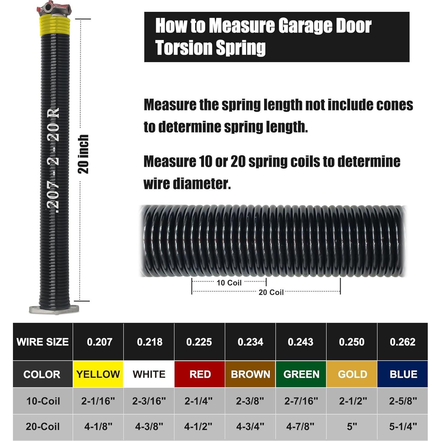 Juego de Resortes de Torsión para Puerta de Garaje YINKCO 50.8 cm