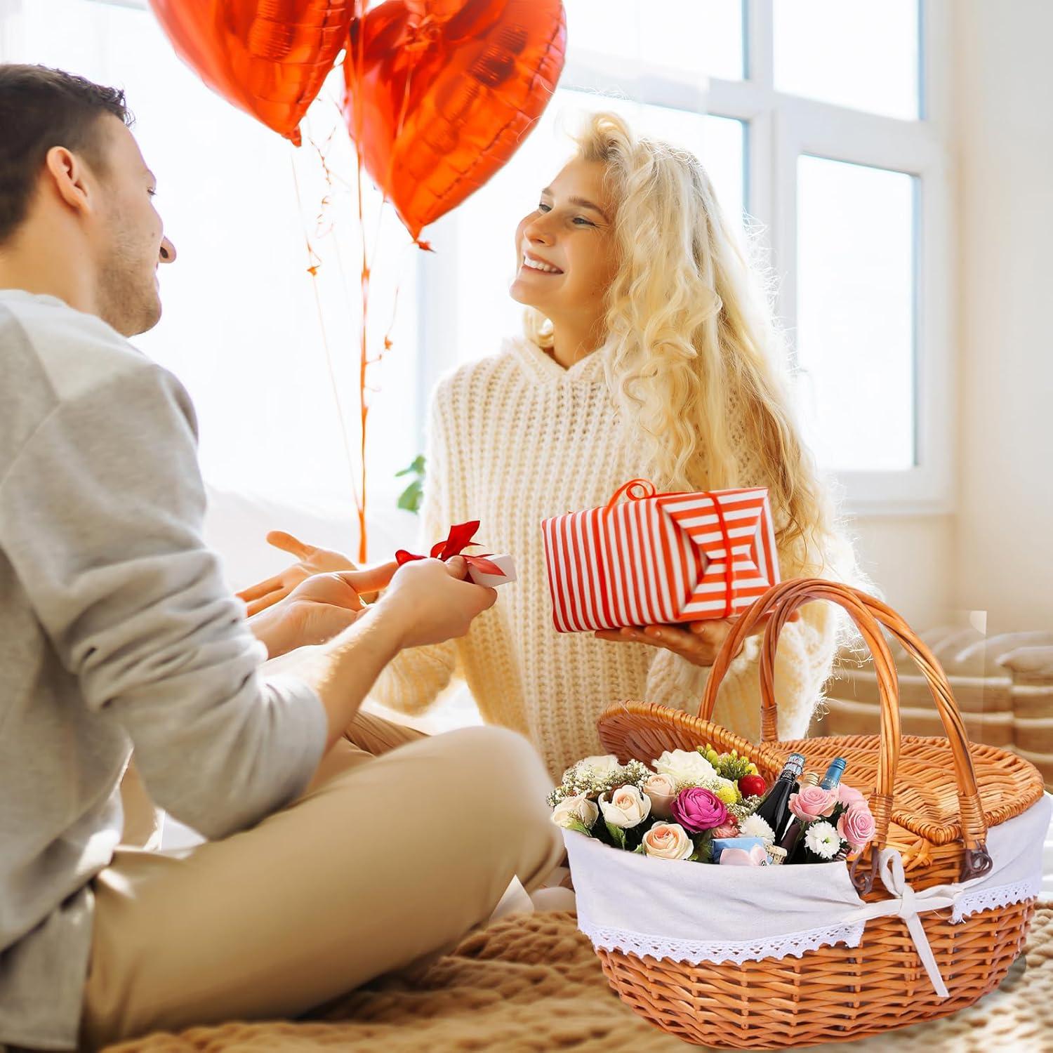Cesta de Picnic de Mimbre HYBDAMAI para 4 Personas con Cubiertos