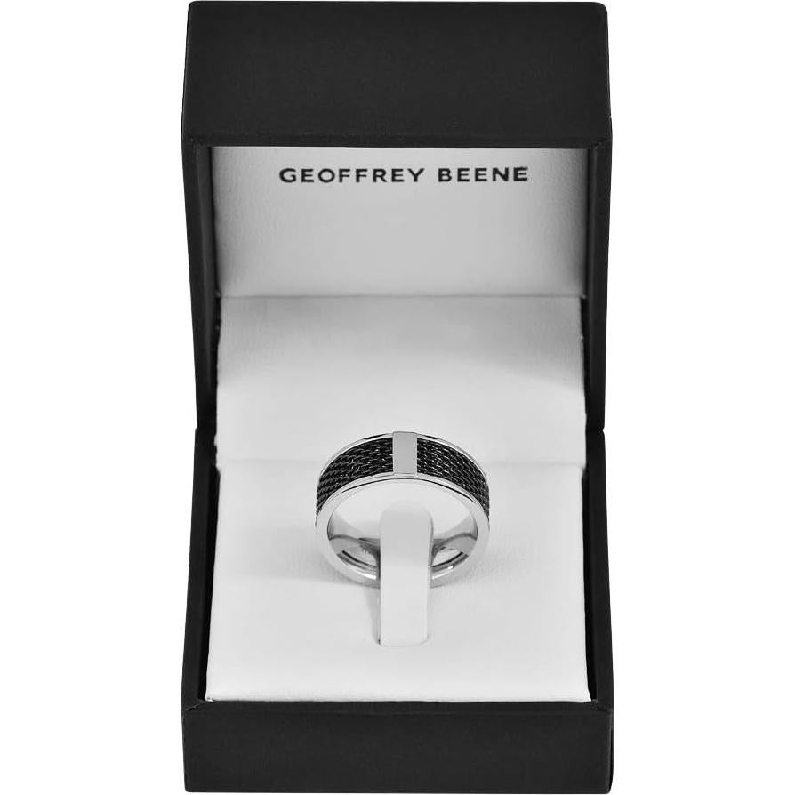 Anillo de Malla de Acero Inoxidable 8mm Geoffrey Beene Hombre