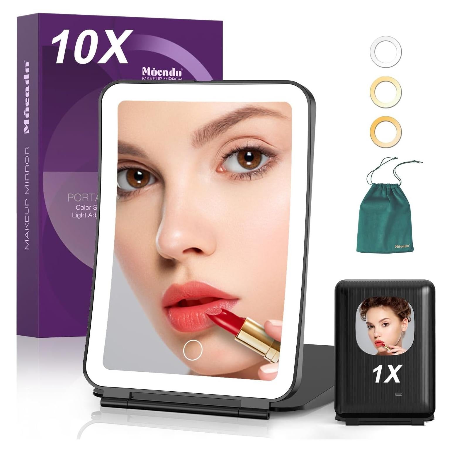 Espejo de Maquillaje Mocado Recargable 10X con Luz LED