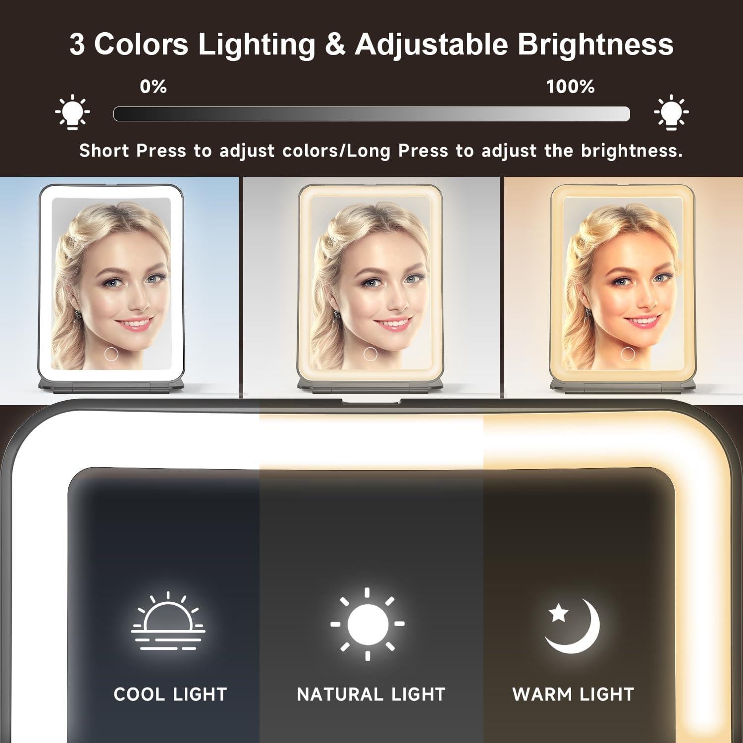 Espejo de Maquillaje Mocado Recargable 10X con Luz LED