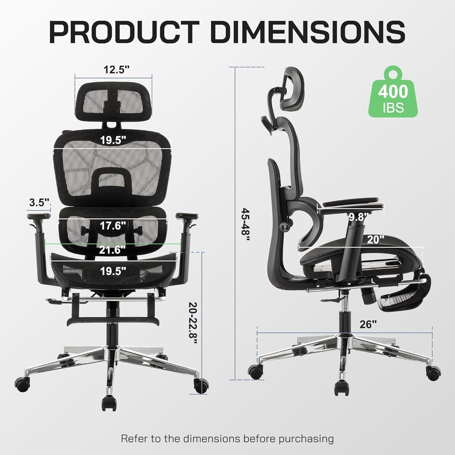 Silla de Oficina Ergonómica Hujusko HS900 con Reposapiés