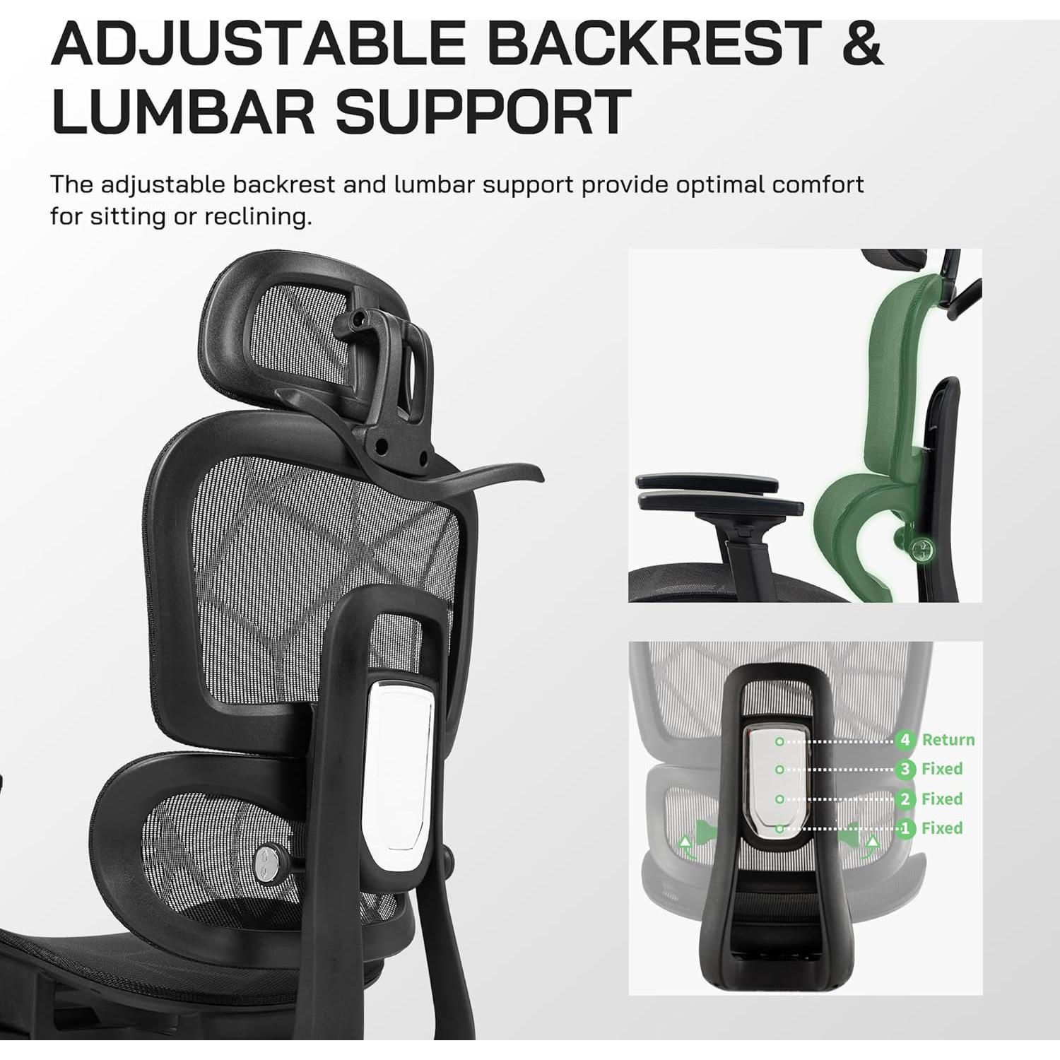 Silla de Oficina Ergonómica Hujusko HS900 con Reposapiés