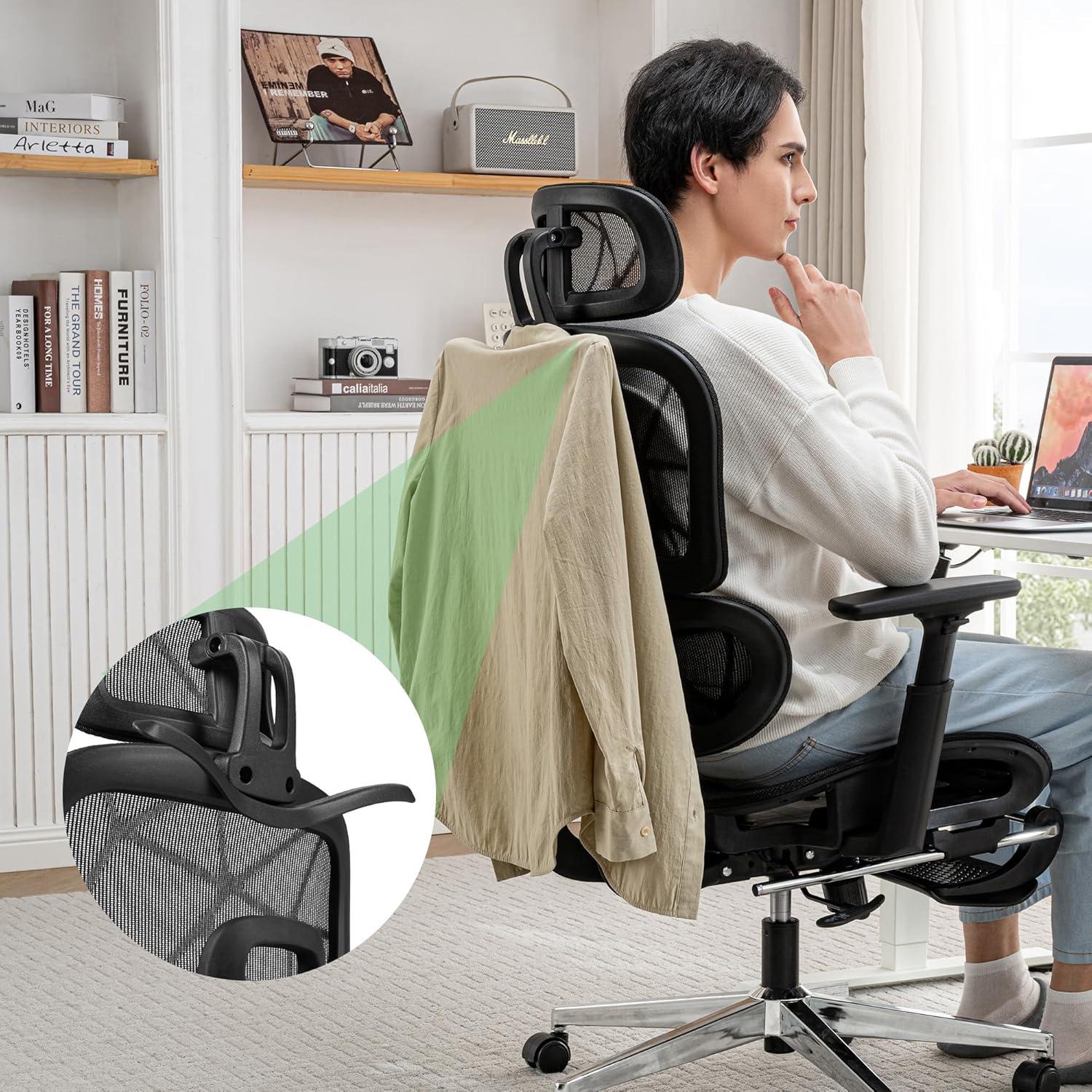 Silla de Oficina Ergonómica Hujusko HS900 con Reposapiés