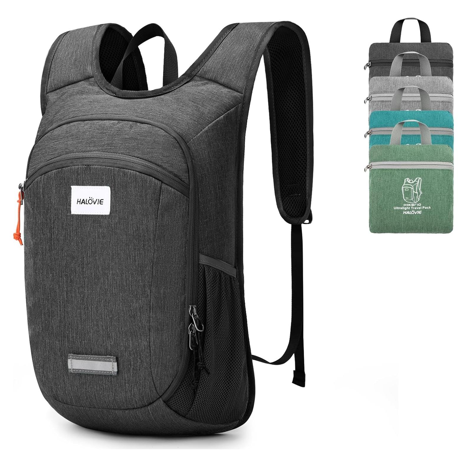 Mochila de Senderismo Plegable HALOVIE 10L Ligera Negra