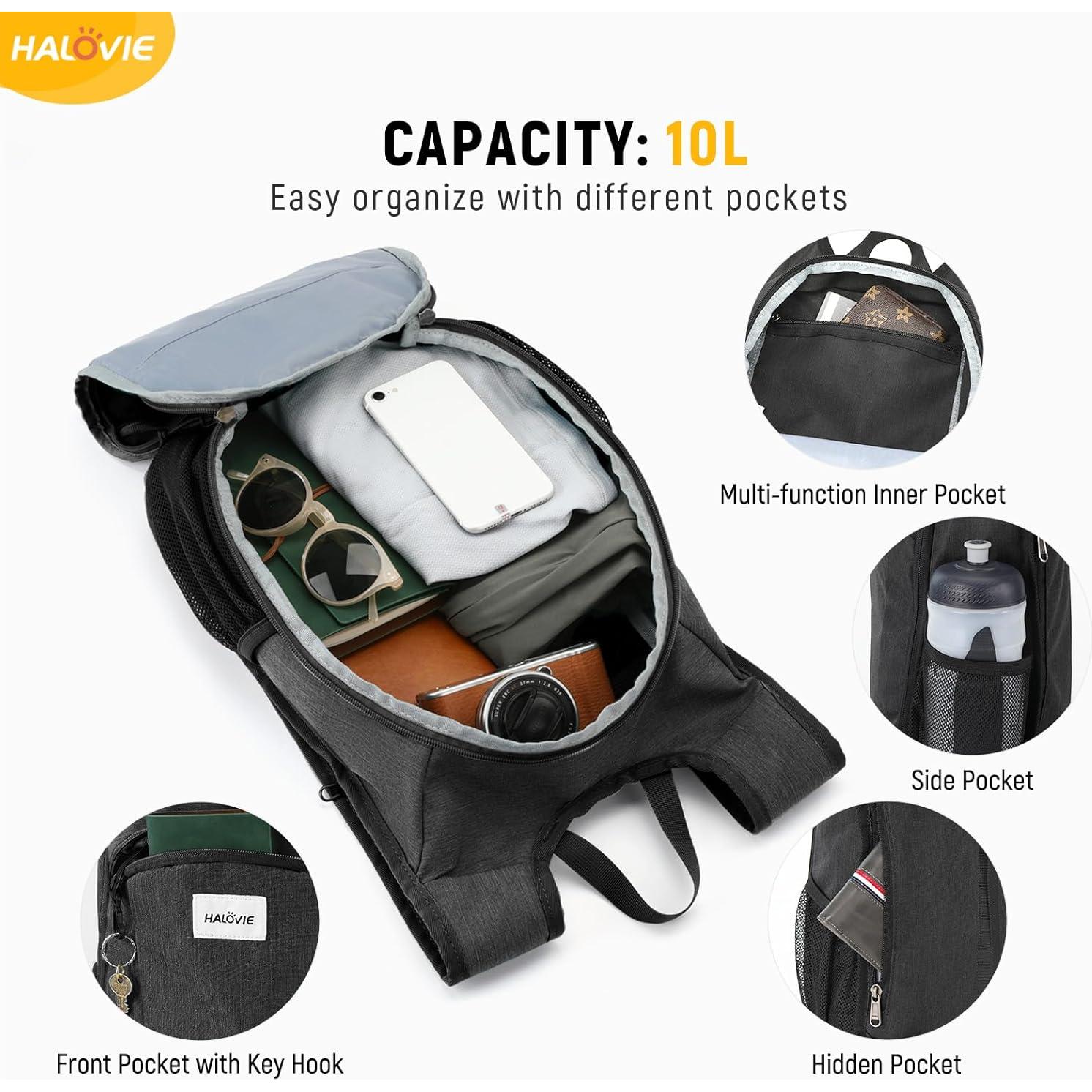 Mochila de Senderismo Plegable HALOVIE 10L Ligera Negra