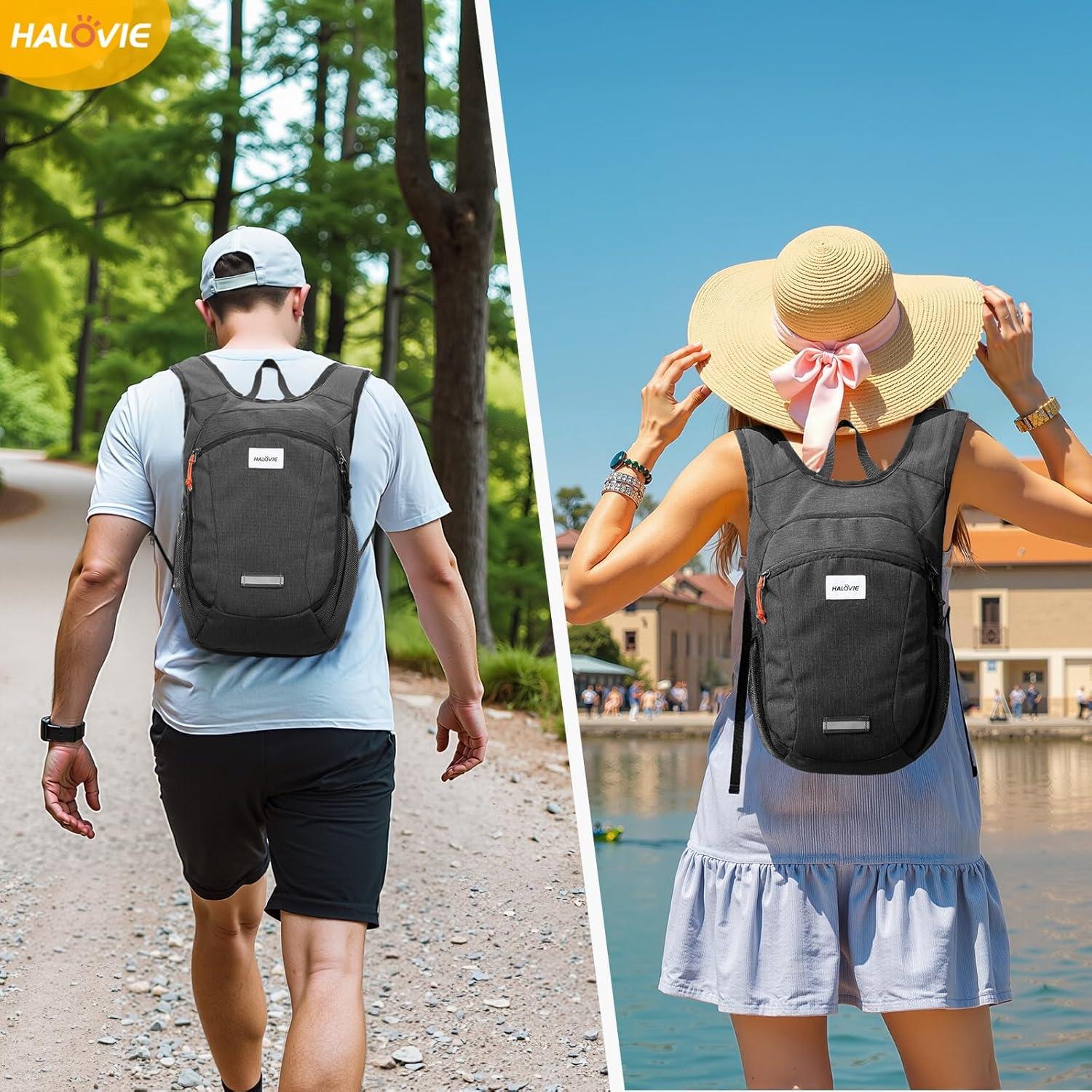 Mochila de Senderismo Plegable HALOVIE 10L Ligera Negra