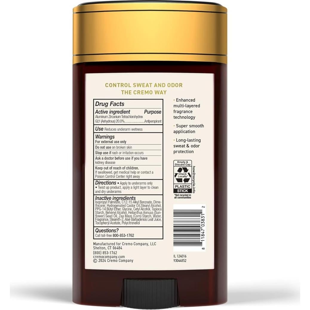 Antitranspirante y Desodorante Cremo Bergamota 75g - 48 Horas