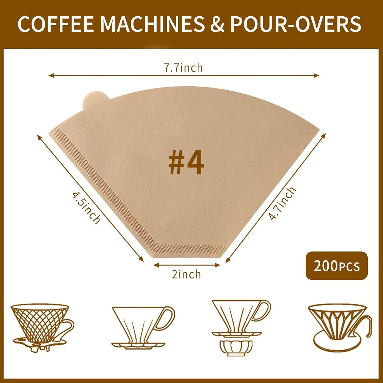 Filtros de Café PADELE #4 Naturales Sin Blanquear 200 Unidades