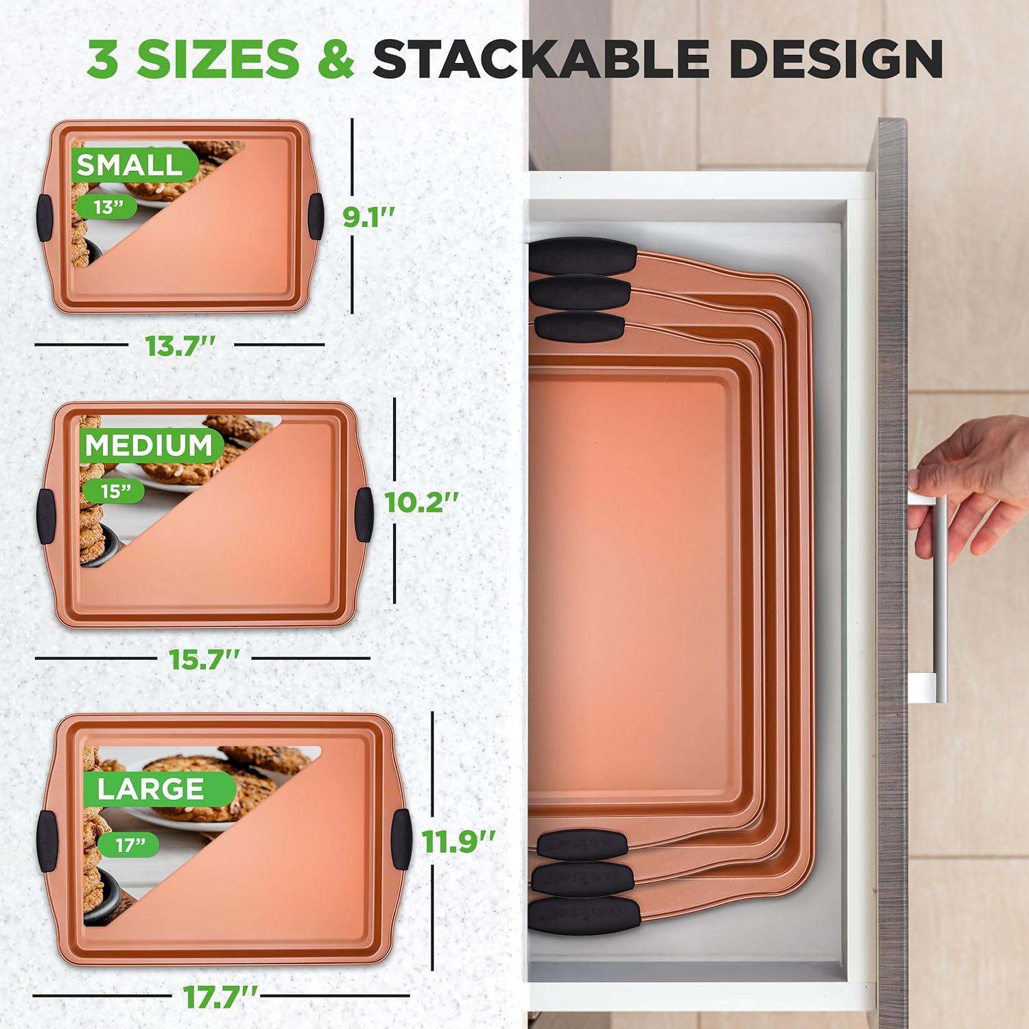 Set de 3 Bandejas para Hornear NutriChef Antiadherente