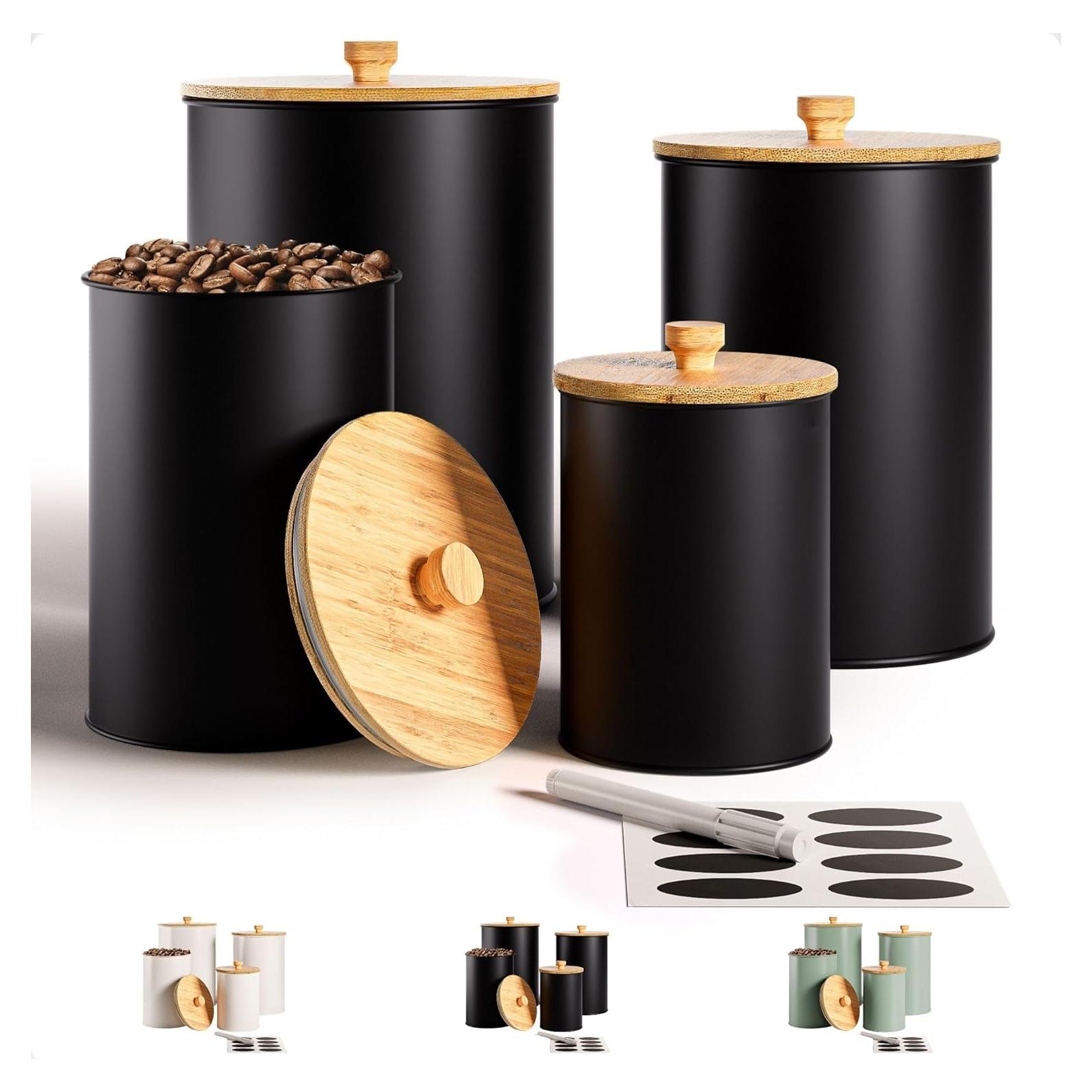 Juego de 4 Tarros de Cocina Herméticos HB Design Co. Negros