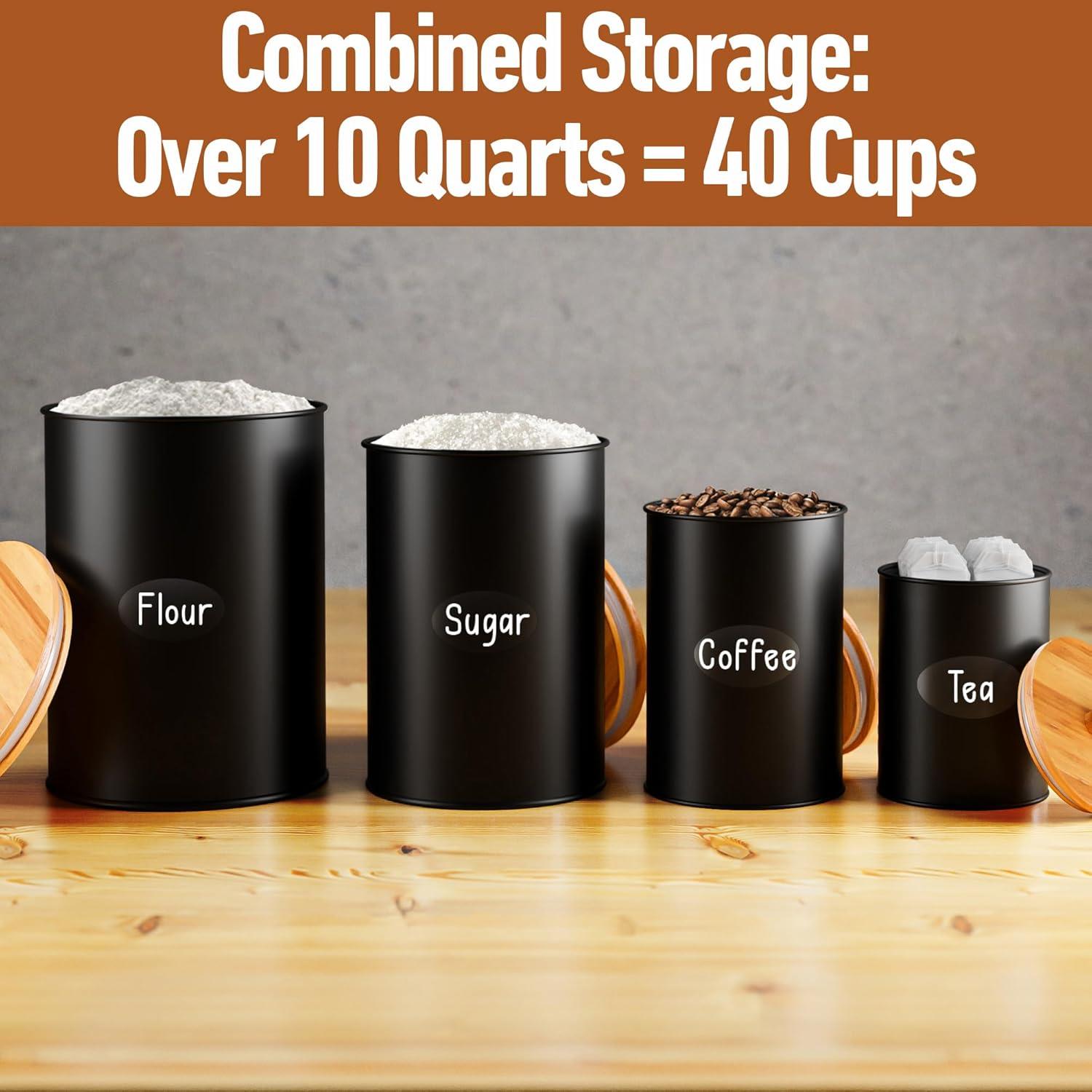 Juego de 4 Tarros de Cocina Herméticos HB Design Co. Negros