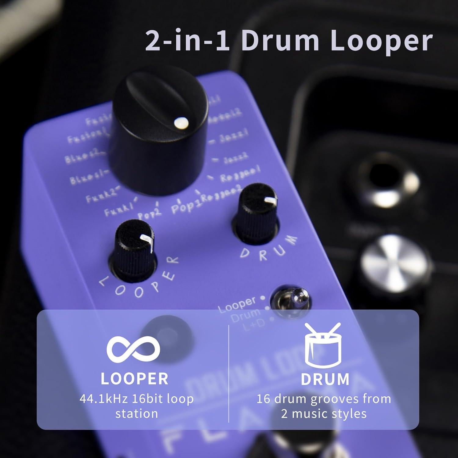 Pedal Looper Flamma FC01 2 en 1 con 20 Minutos de Bucle