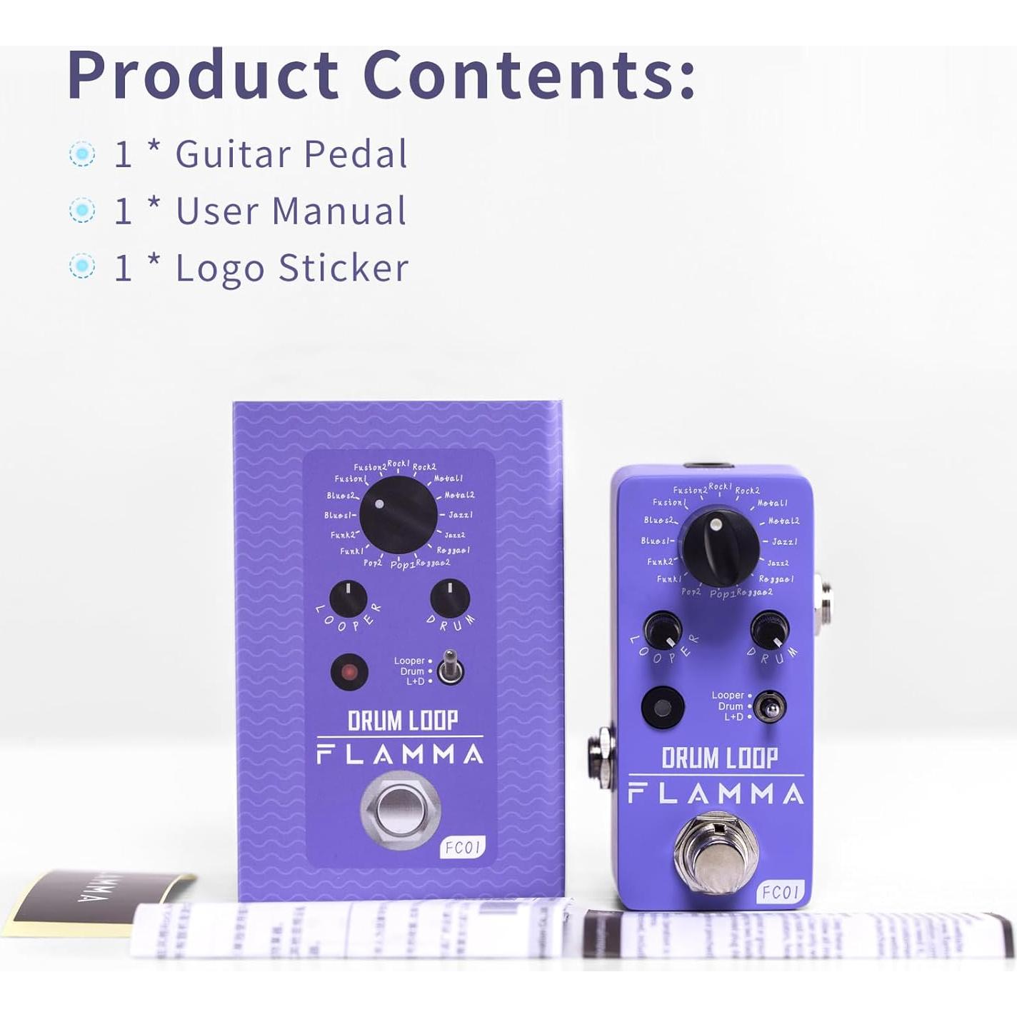 Pedal Looper Flamma FC01 2 en 1 con 20 Minutos de Bucle