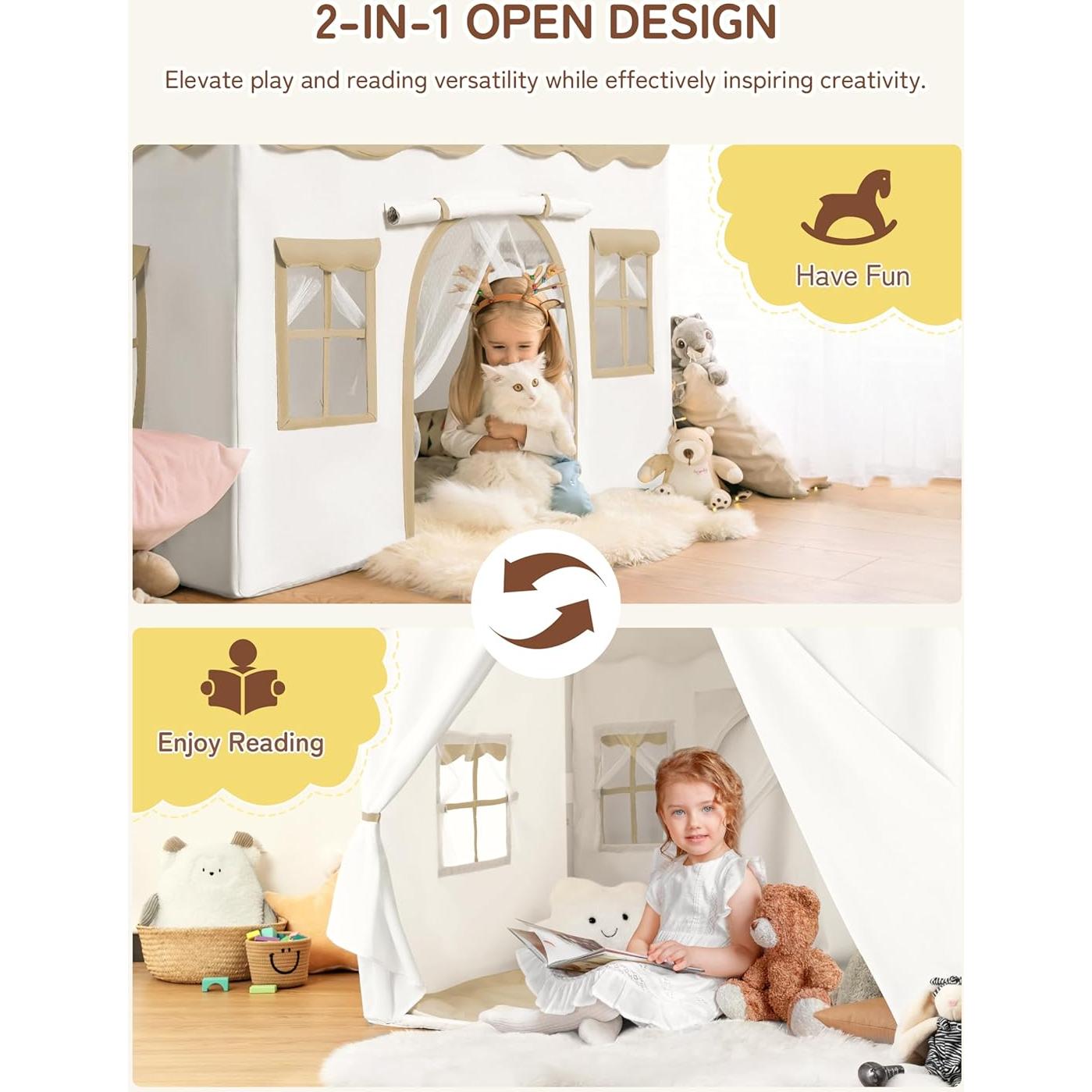 Tienda de Juego para Niños Besrey 2 en 1 con Alfombra 130x90cm