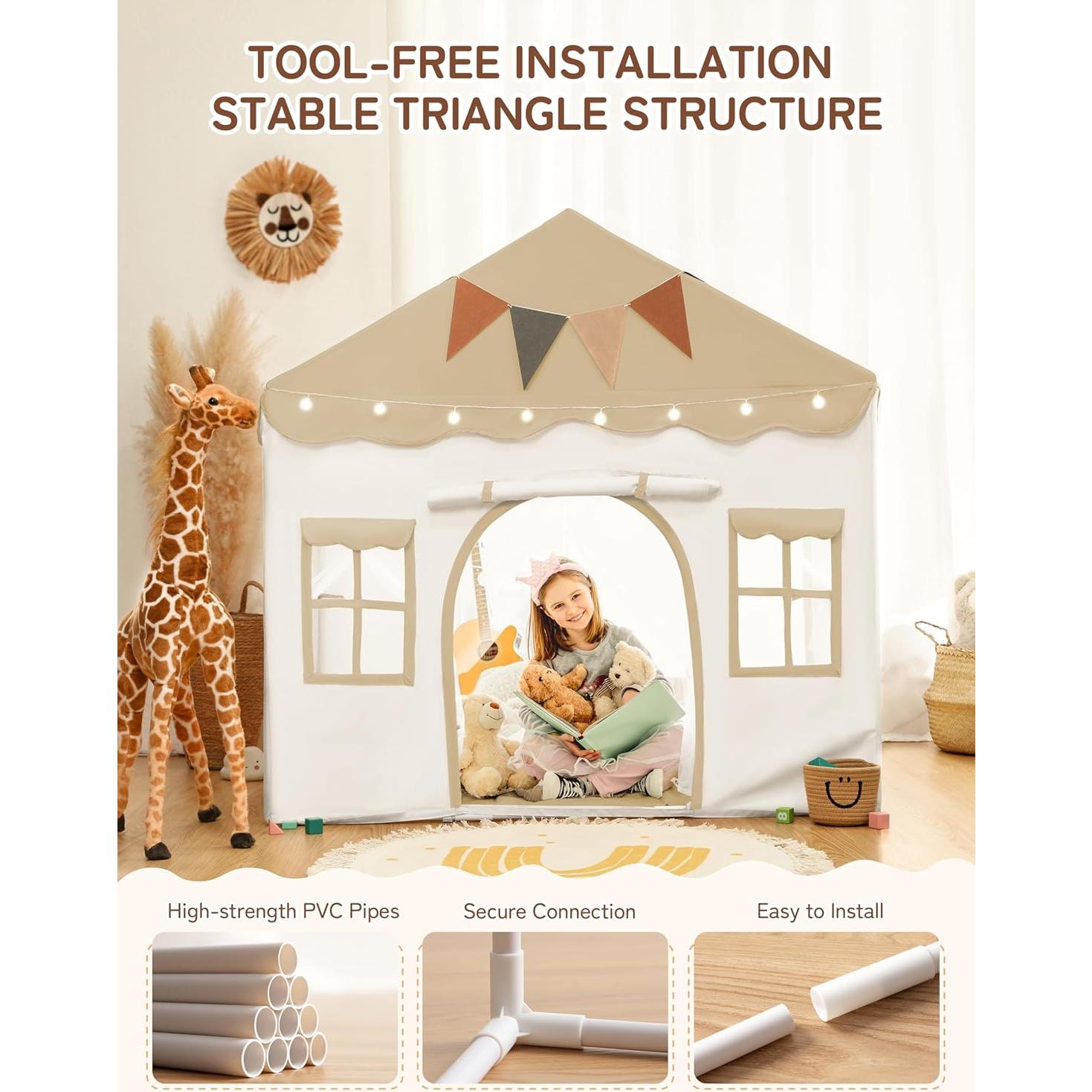 Tienda de Juego para Niños Besrey 2 en 1 con Alfombra 130x90cm