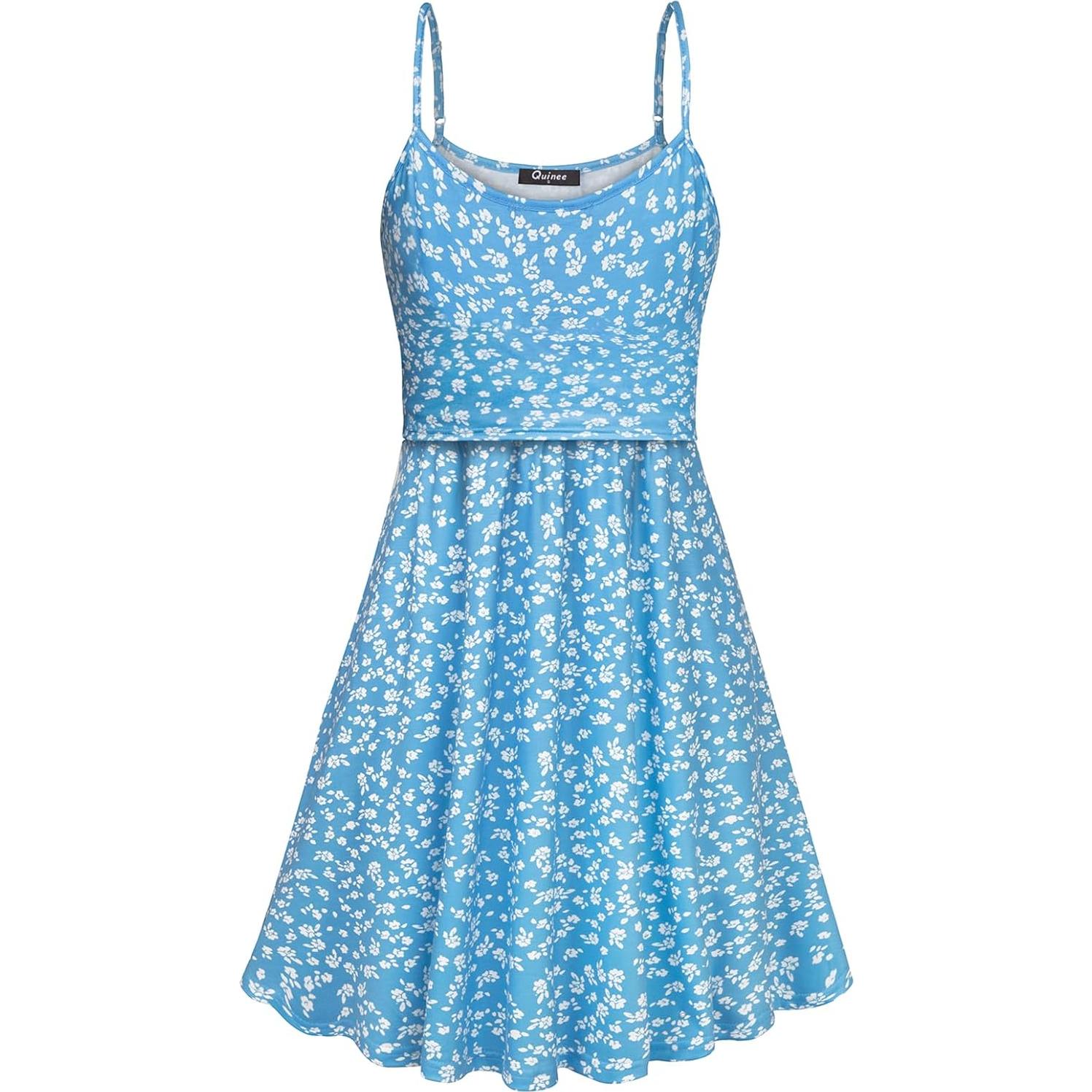 Vestido de Maternidad Floral Azul para Lactancia - Verano