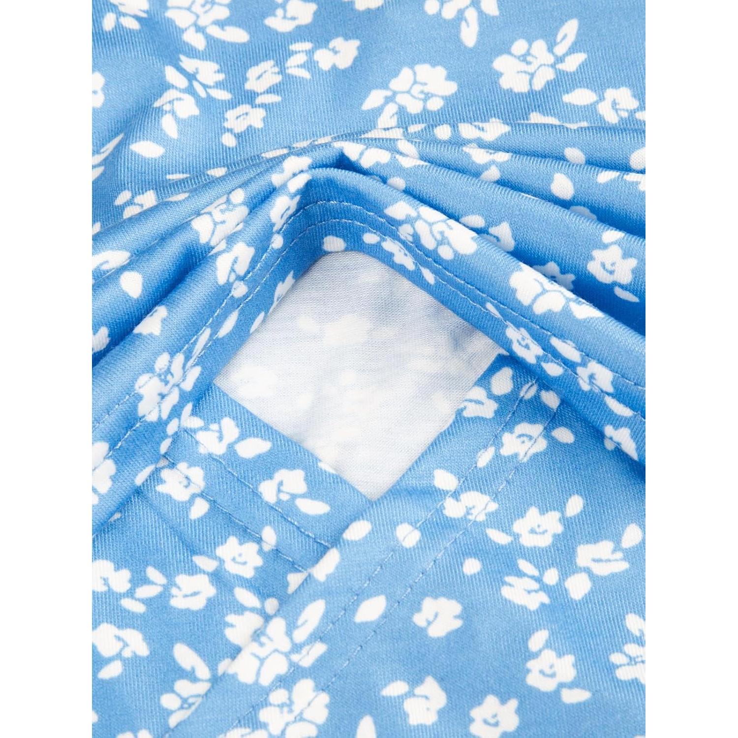 Vestido de Maternidad Floral Azul para Lactancia - Verano