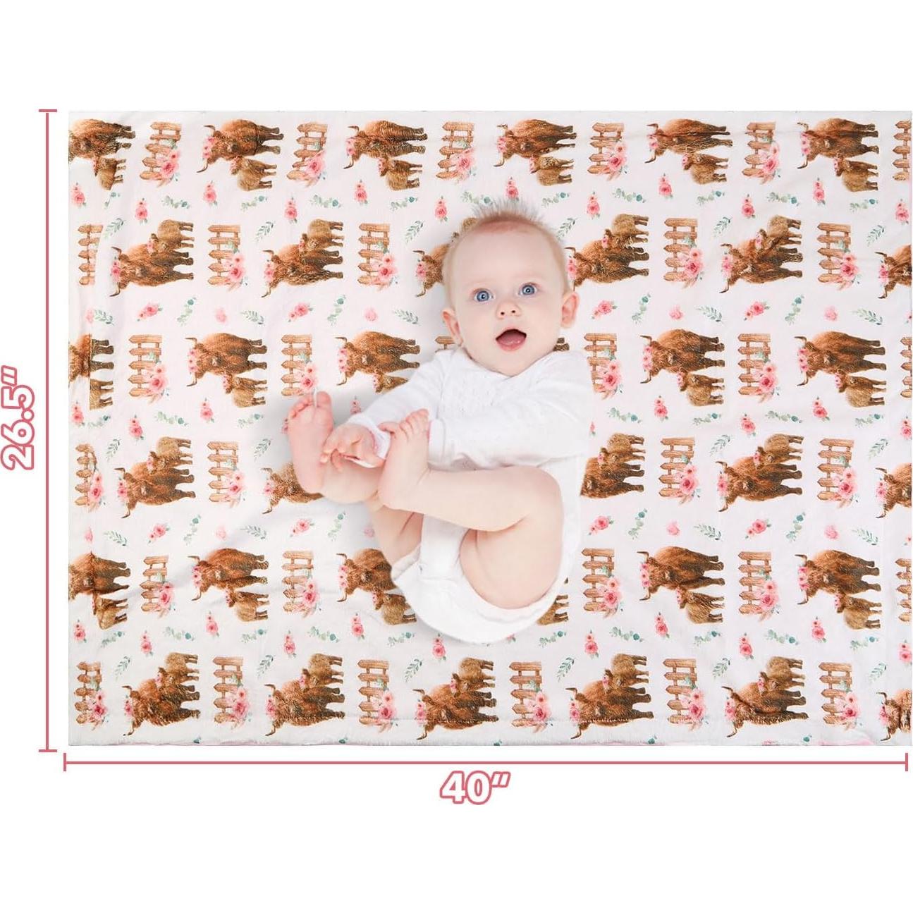 Manta de Bebé DCOOLGO Highland Cow Lovey 67x102 cm Suave