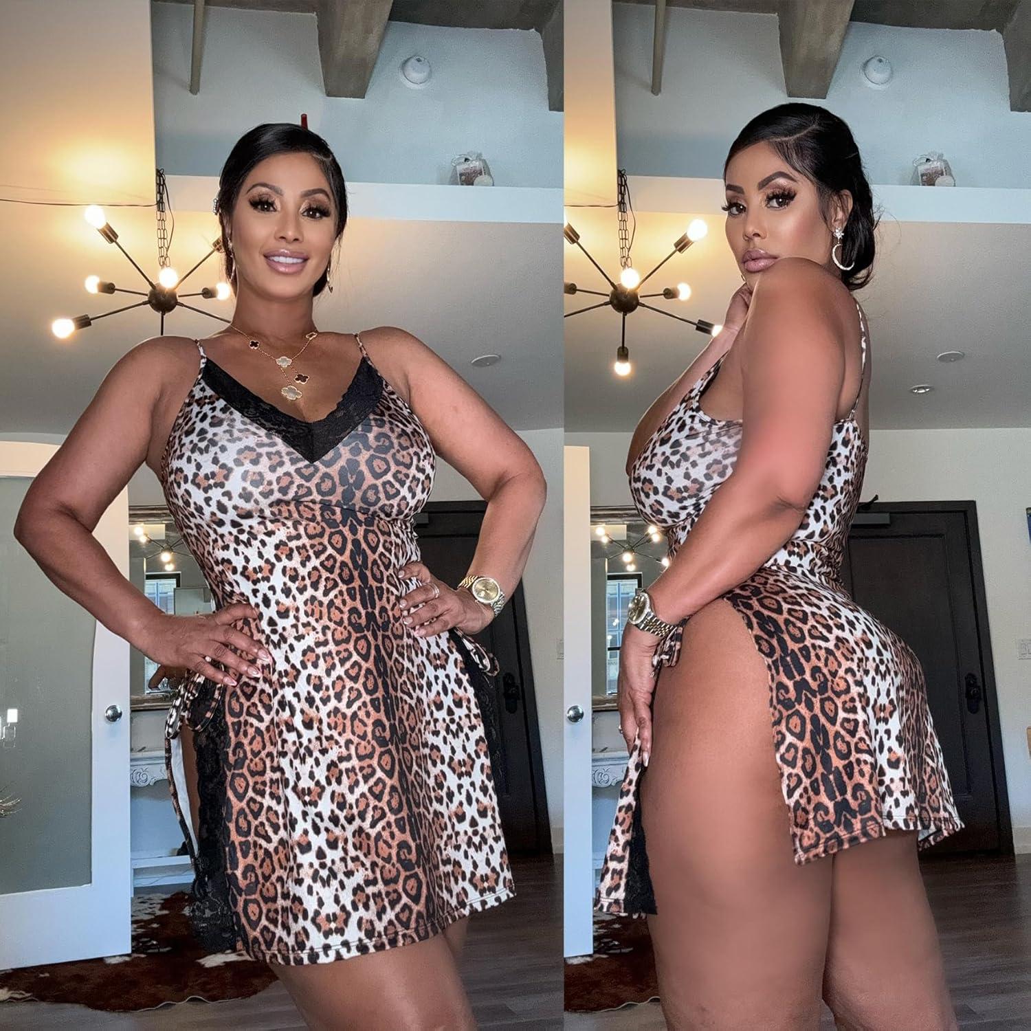 Camisón Sexy Avidlove de Seda con Encaje y Tanga - X-Pequeño