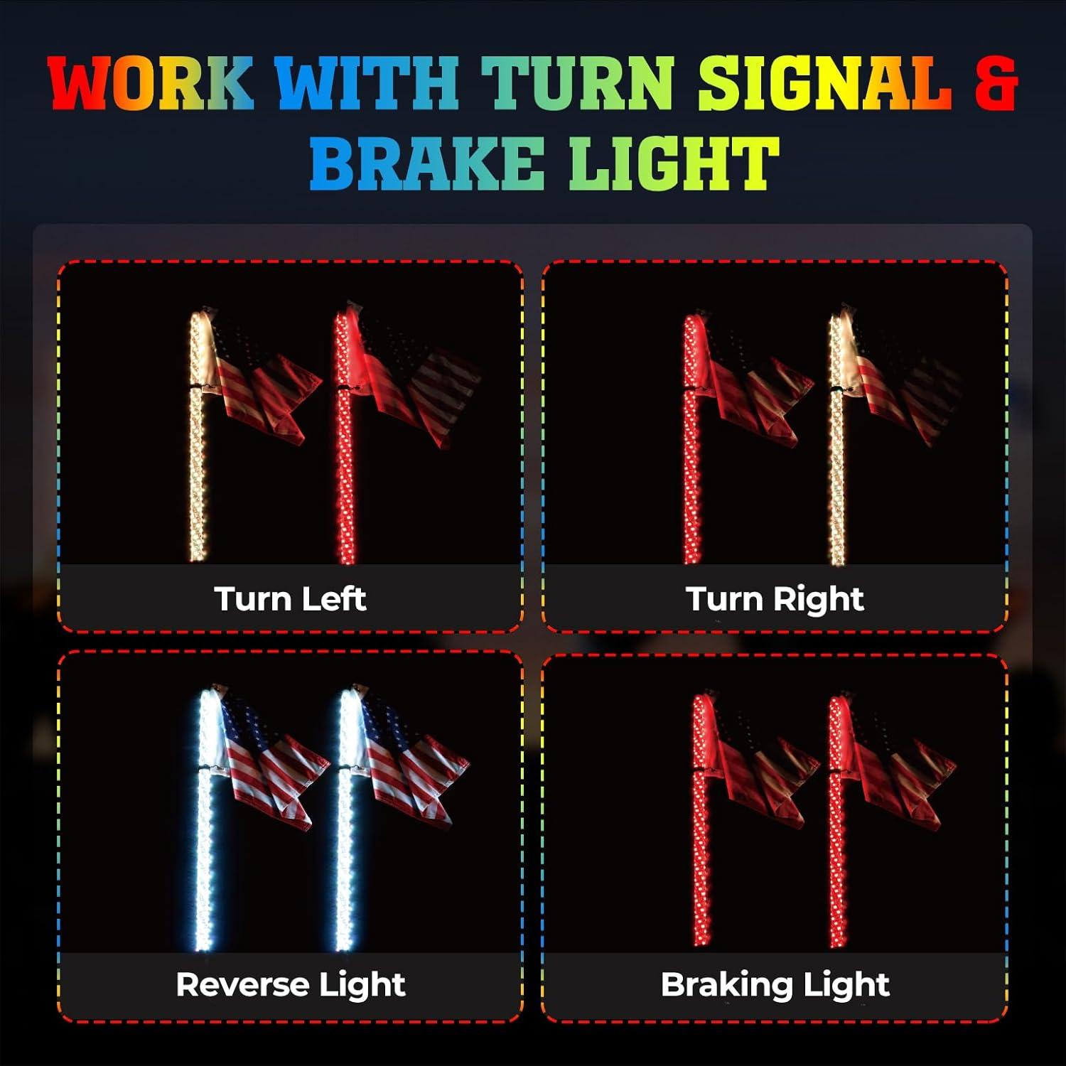 Luces LED de Antena KEMIMOTO 1ft Control APP para UTV