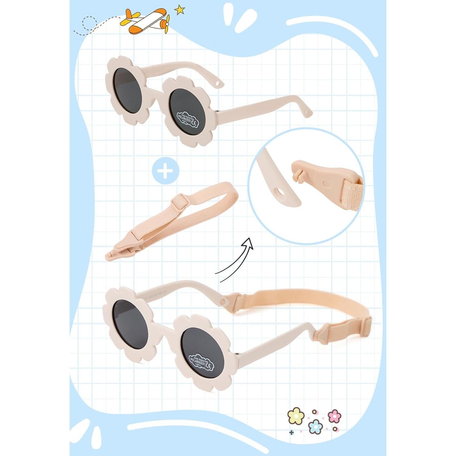 Sombrero de Sol Zando UPF 50+ con Gafas para Bebé 0-6 Meses