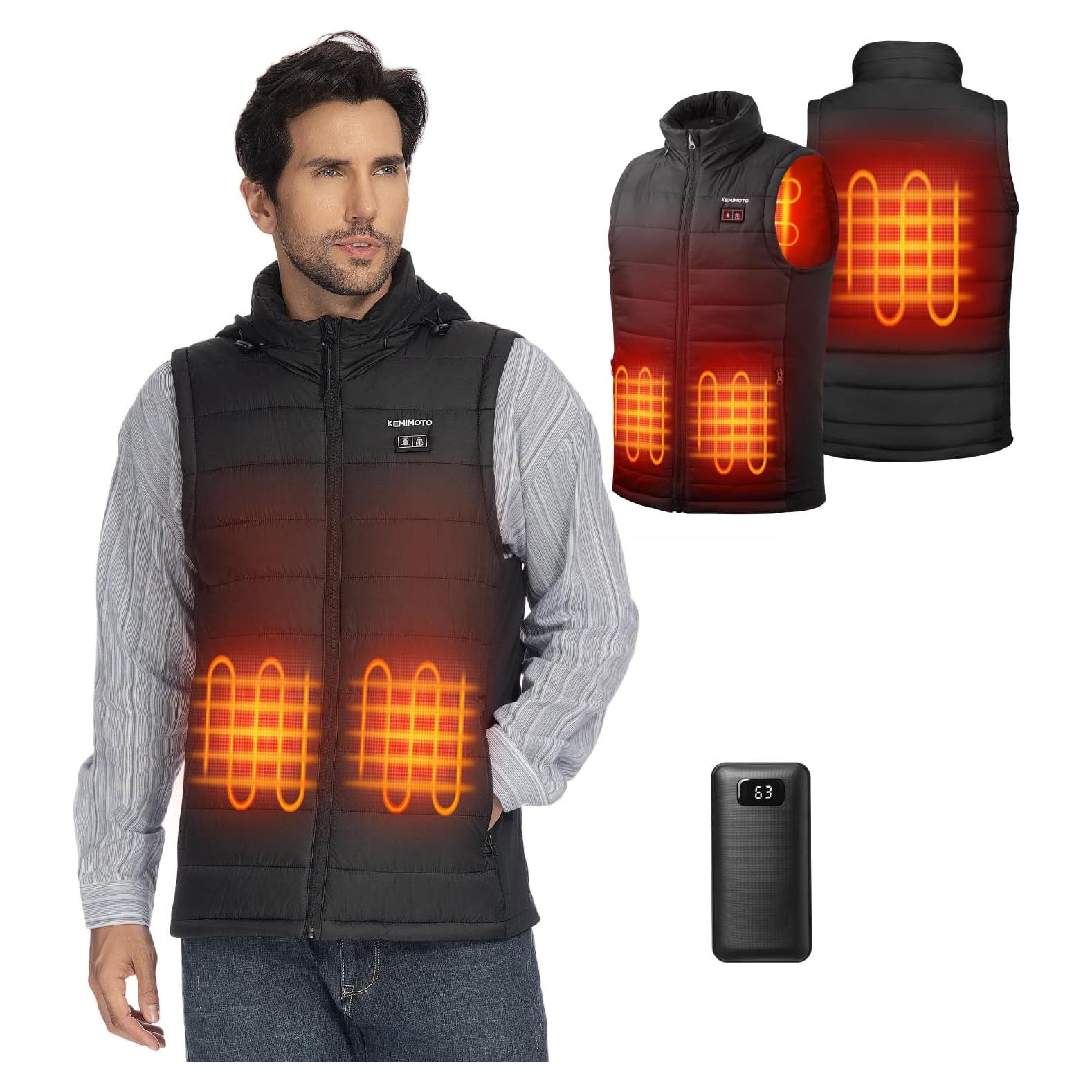 Chaleco Térmico KEMIMOTO Recargable para Hombres Negro