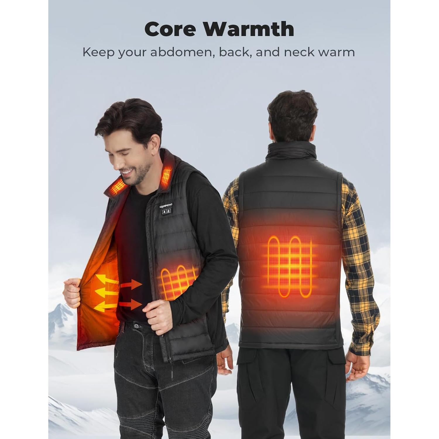 Chaleco Térmico KEMIMOTO Recargable para Hombres Negro