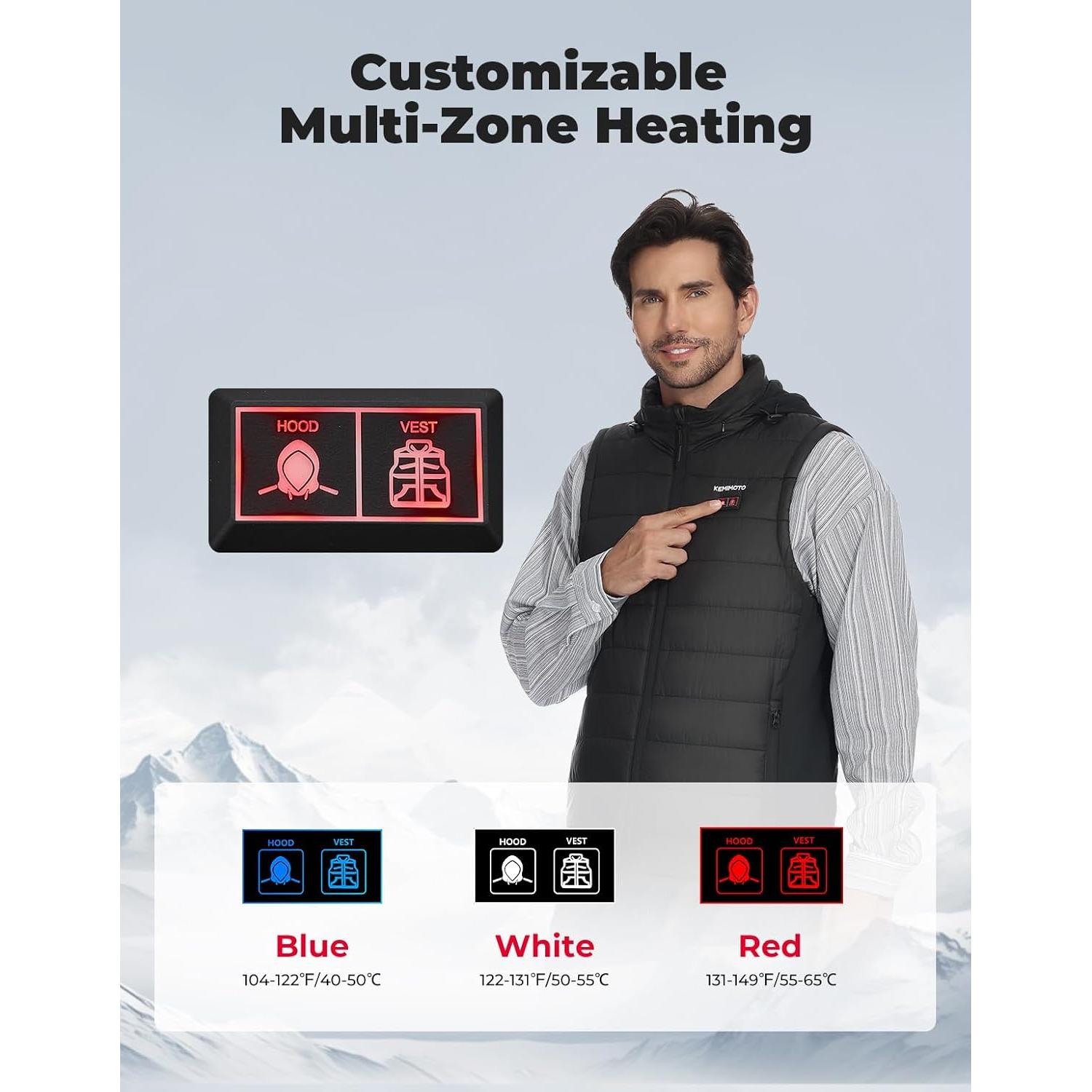 Chaleco Térmico KEMIMOTO Recargable para Hombres Negro