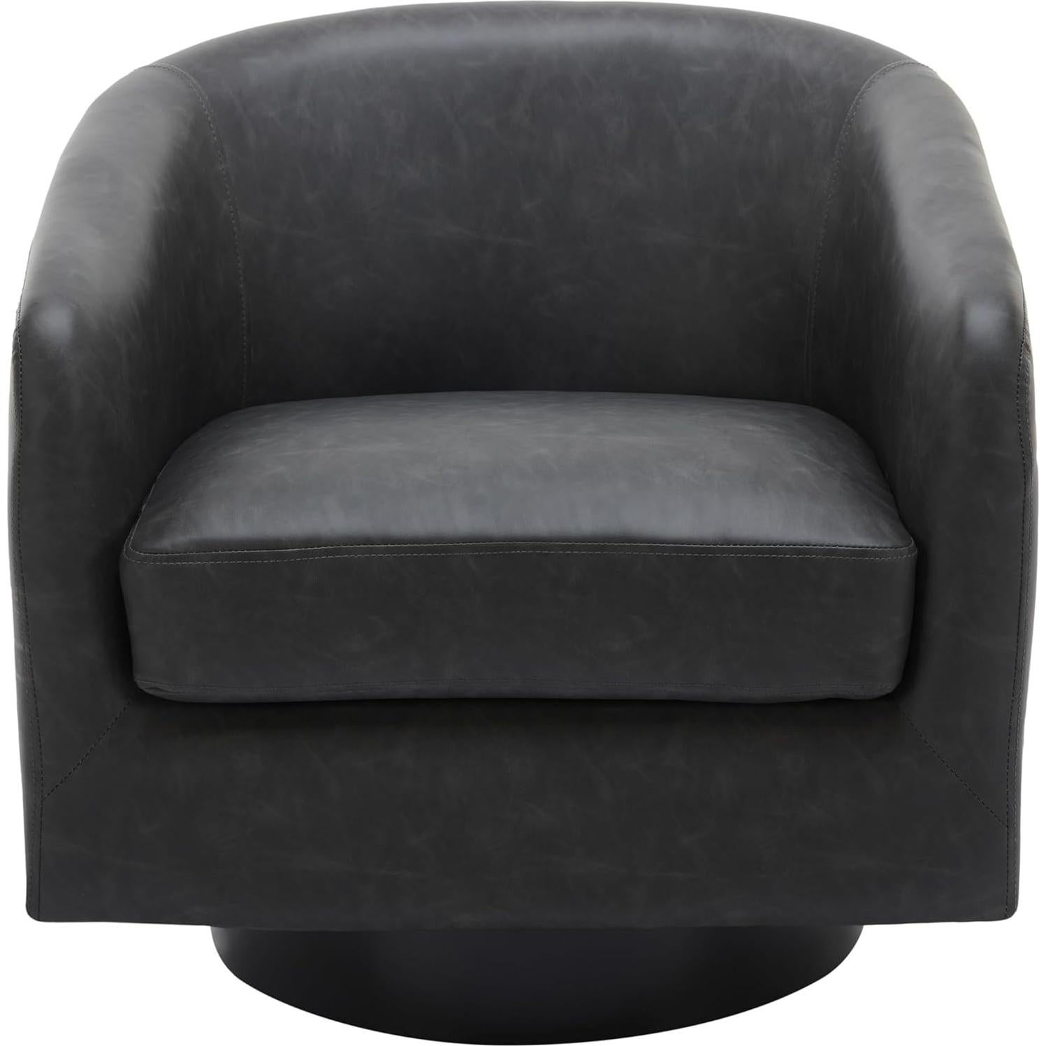 Silla giratoria de cuero sintético UIXE - Redonda negra