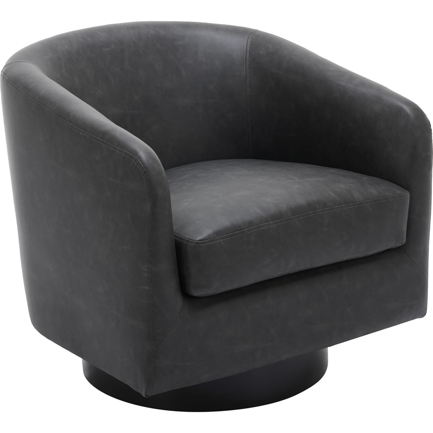 Silla giratoria de cuero sintético UIXE - Redonda negra