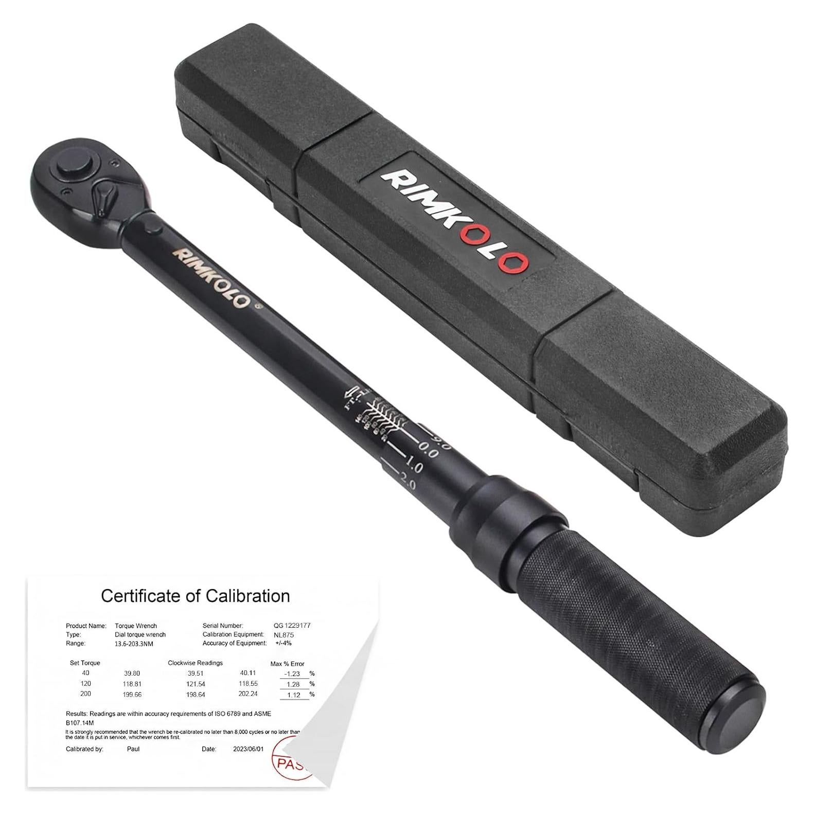 Llave de Torque de Click RIMKOLO 1/2 Pulgada 10-150 ft-lb