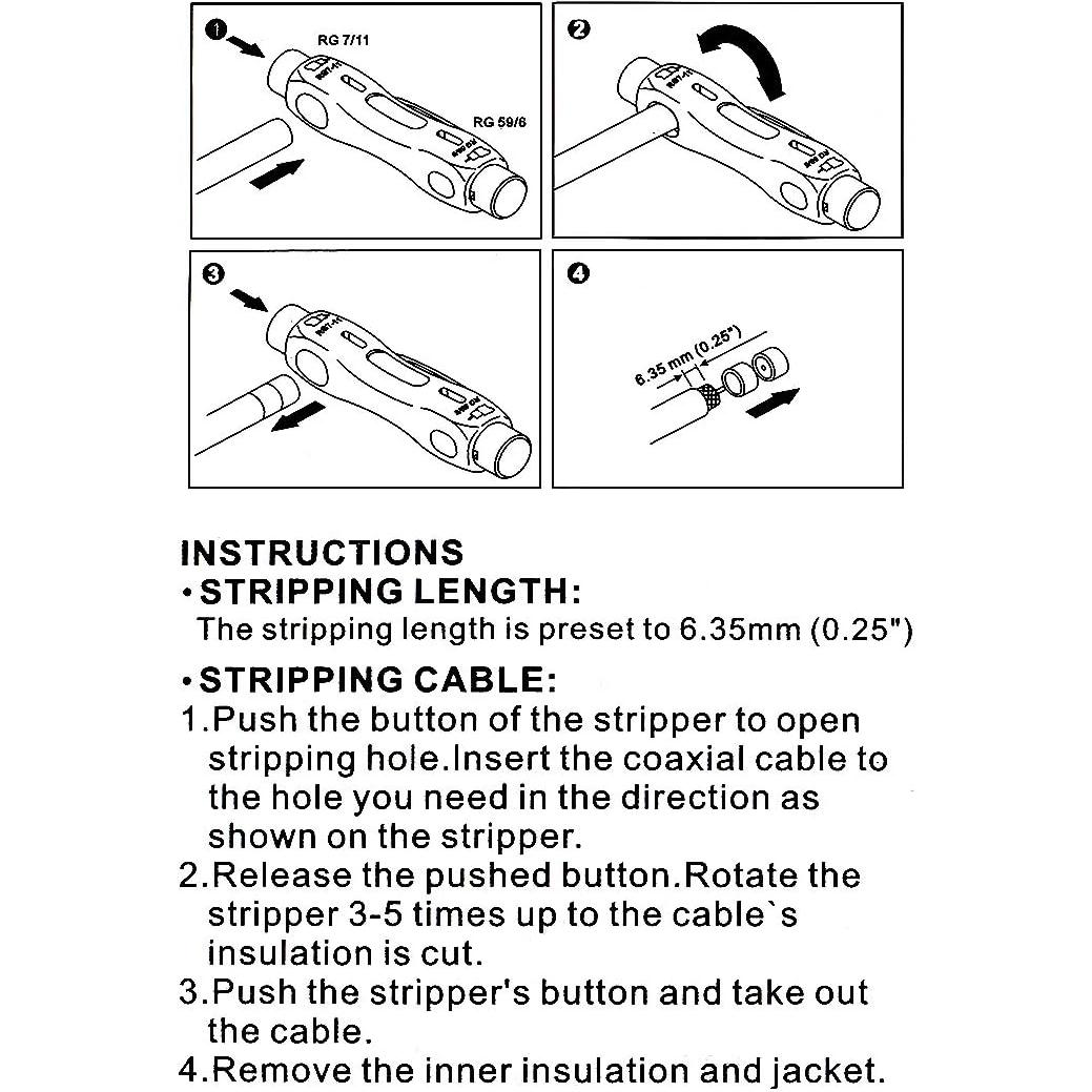Destripador de Cable Coaxial uxcell RG6 RG11 Doble Extremo