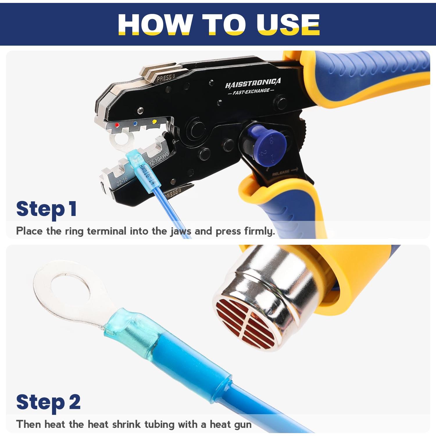 Conectores de Anillo Termoretráctiles Haisstronica 100pcs Amarillo