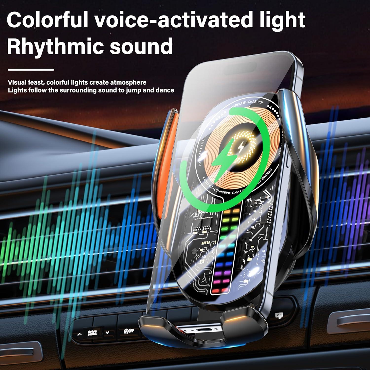 Soporte para teléfono de coche HOLIKLJY con carga inalámbrica 15W