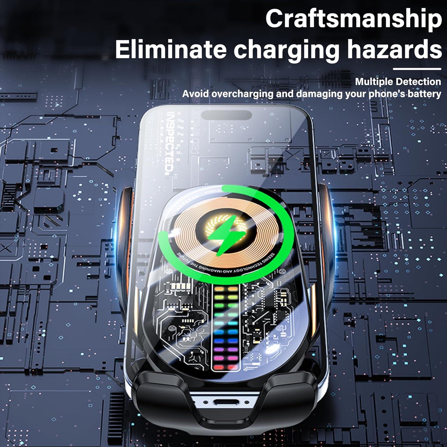 Soporte para teléfono de coche HOLIKLJY con carga inalámbrica 15W