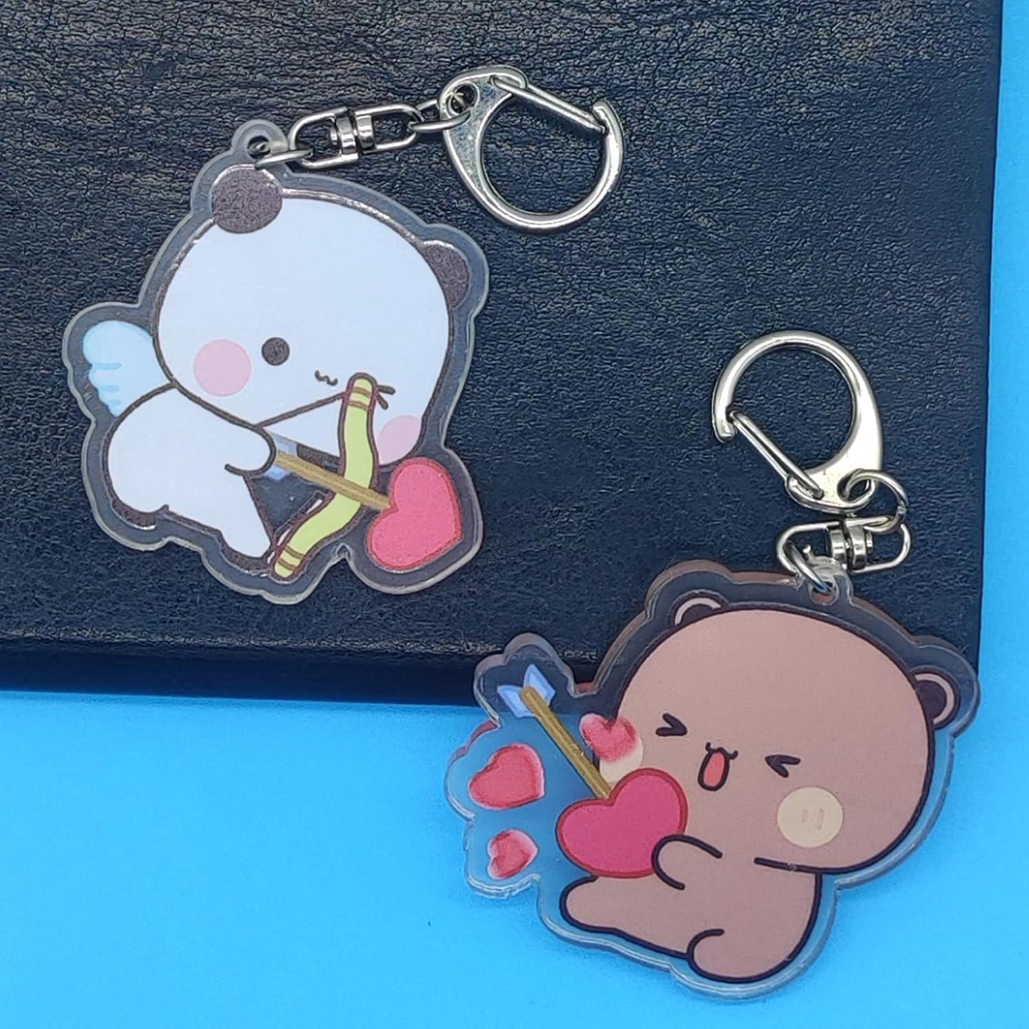 Llavero Acrílico Kawaii Osos Panda Bubu Dudu 4 Pcs