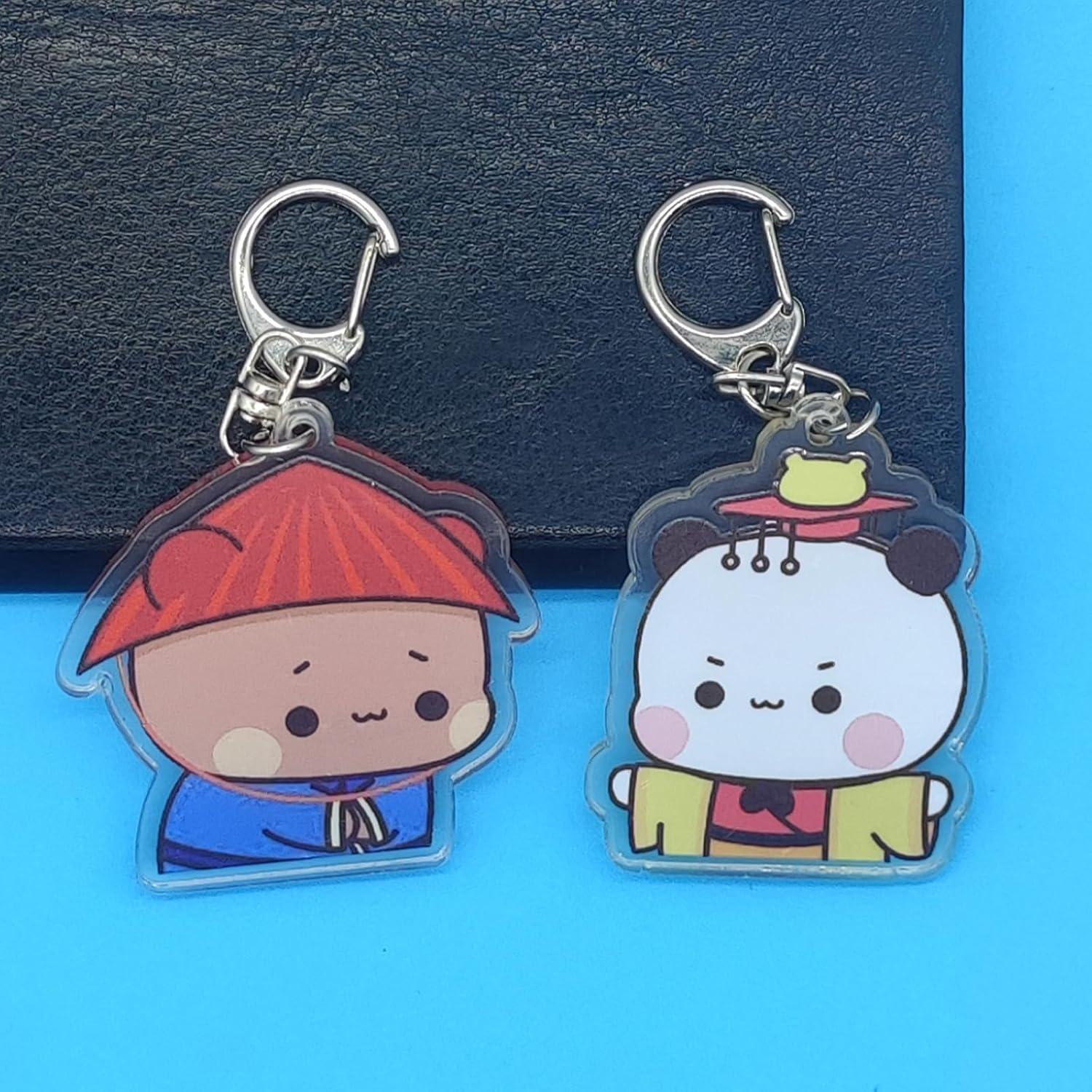 Llavero Acrílico Kawaii Osos Panda Bubu Dudu 4 Pcs