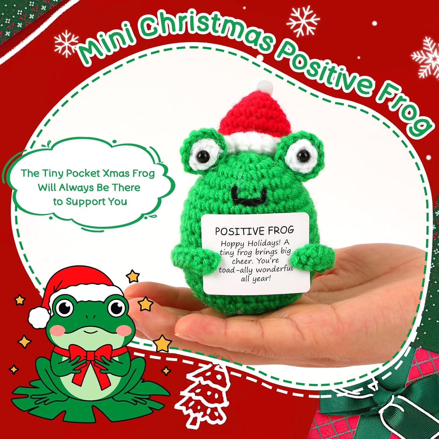 Mini Rana Navideña JULEASEL con Tarjeta Positiva 10 cm