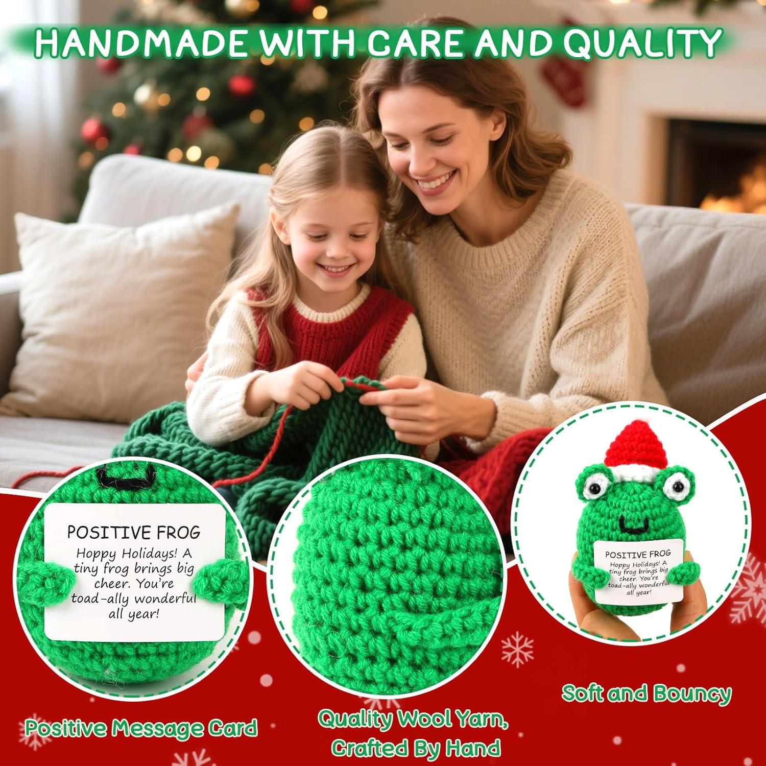 Mini Rana Navideña JULEASEL con Tarjeta Positiva 10 cm