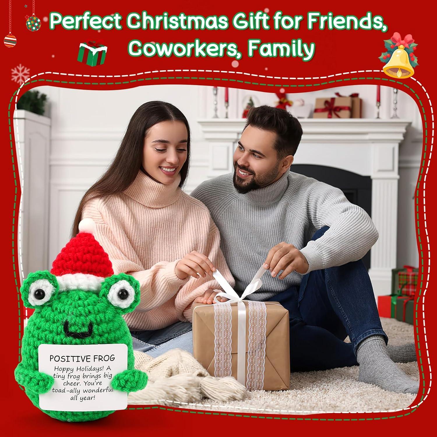 Mini Rana Navideña JULEASEL con Tarjeta Positiva 10 cm