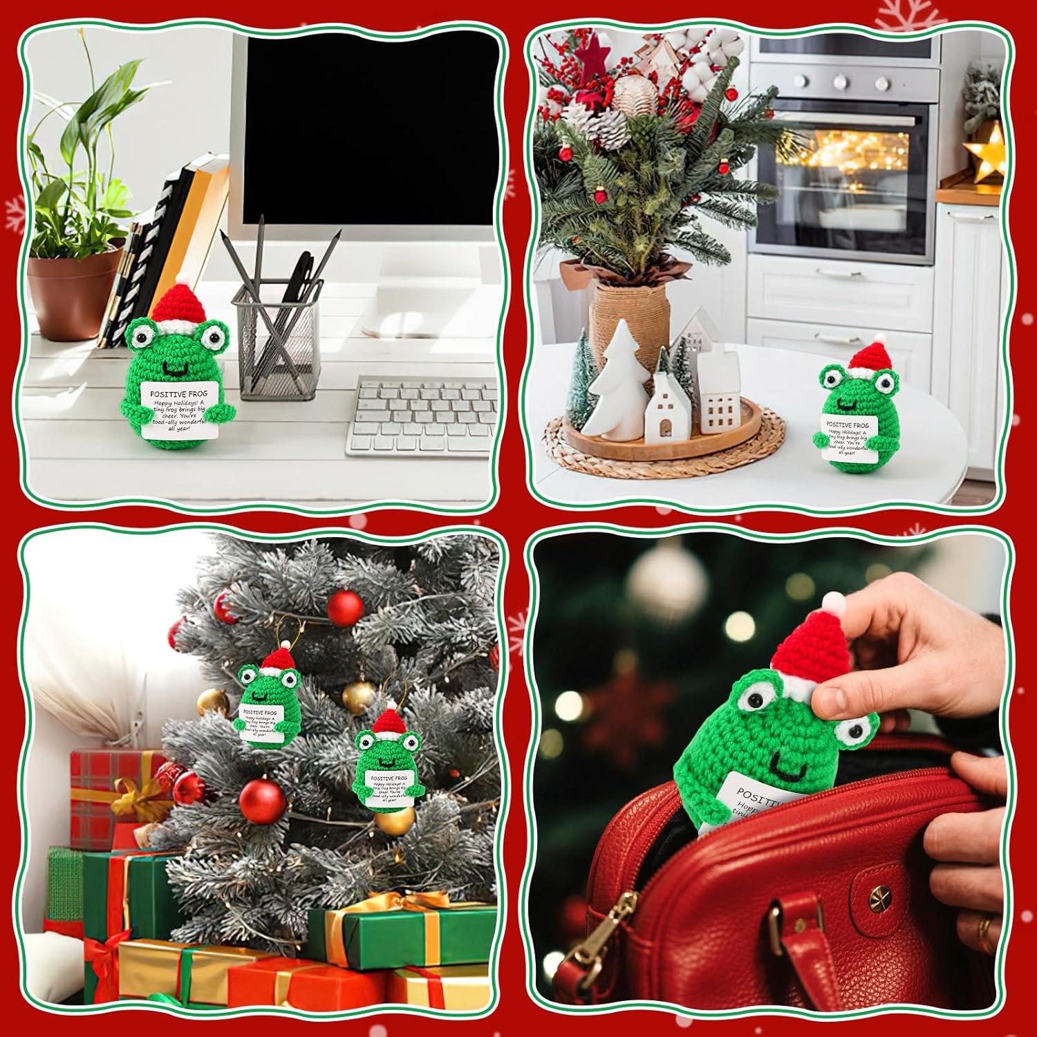 Mini Rana Navideña JULEASEL con Tarjeta Positiva 10 cm