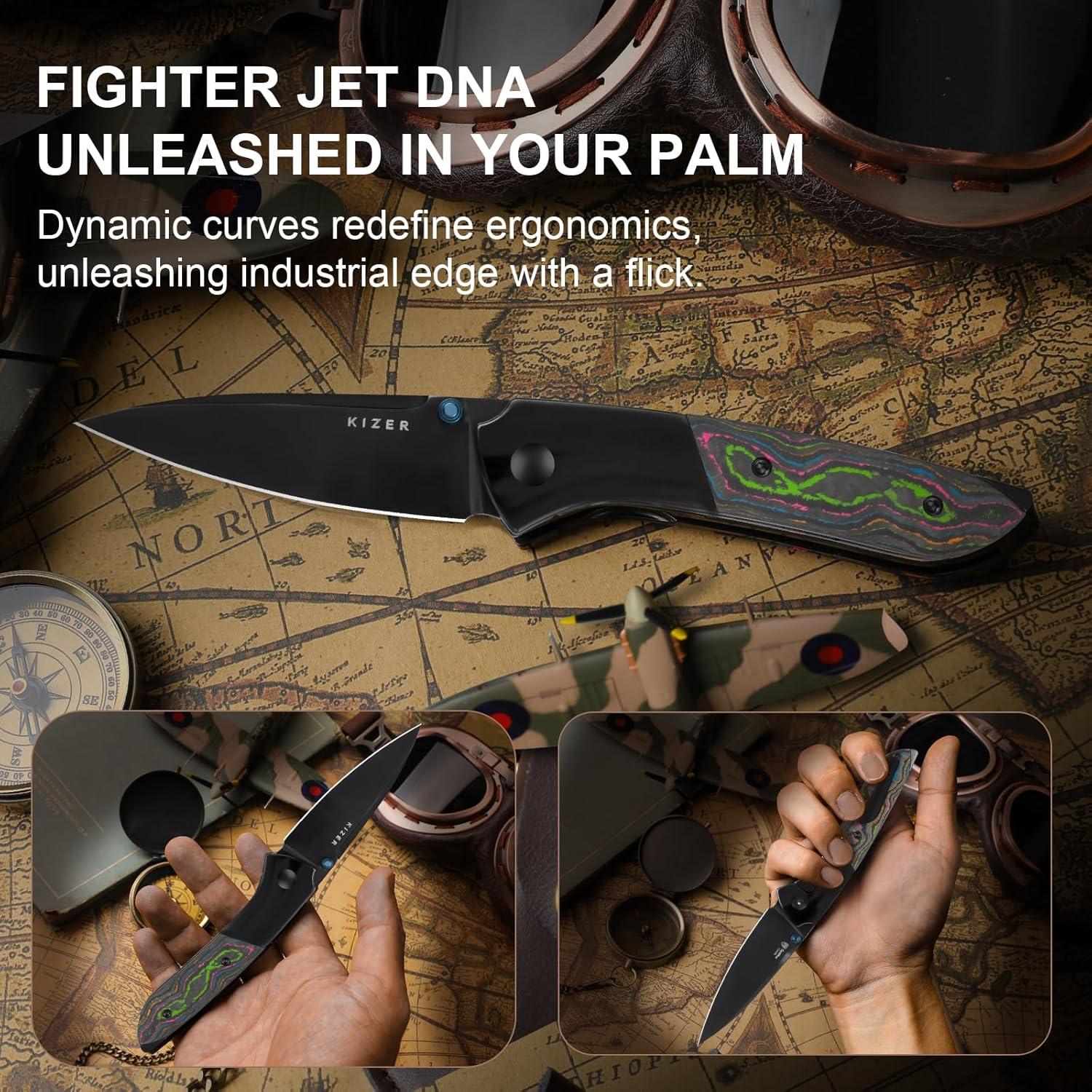 Cuchillo de bolsillo Kizer Spitfire EDC 7.95 cm S35VN Plegable