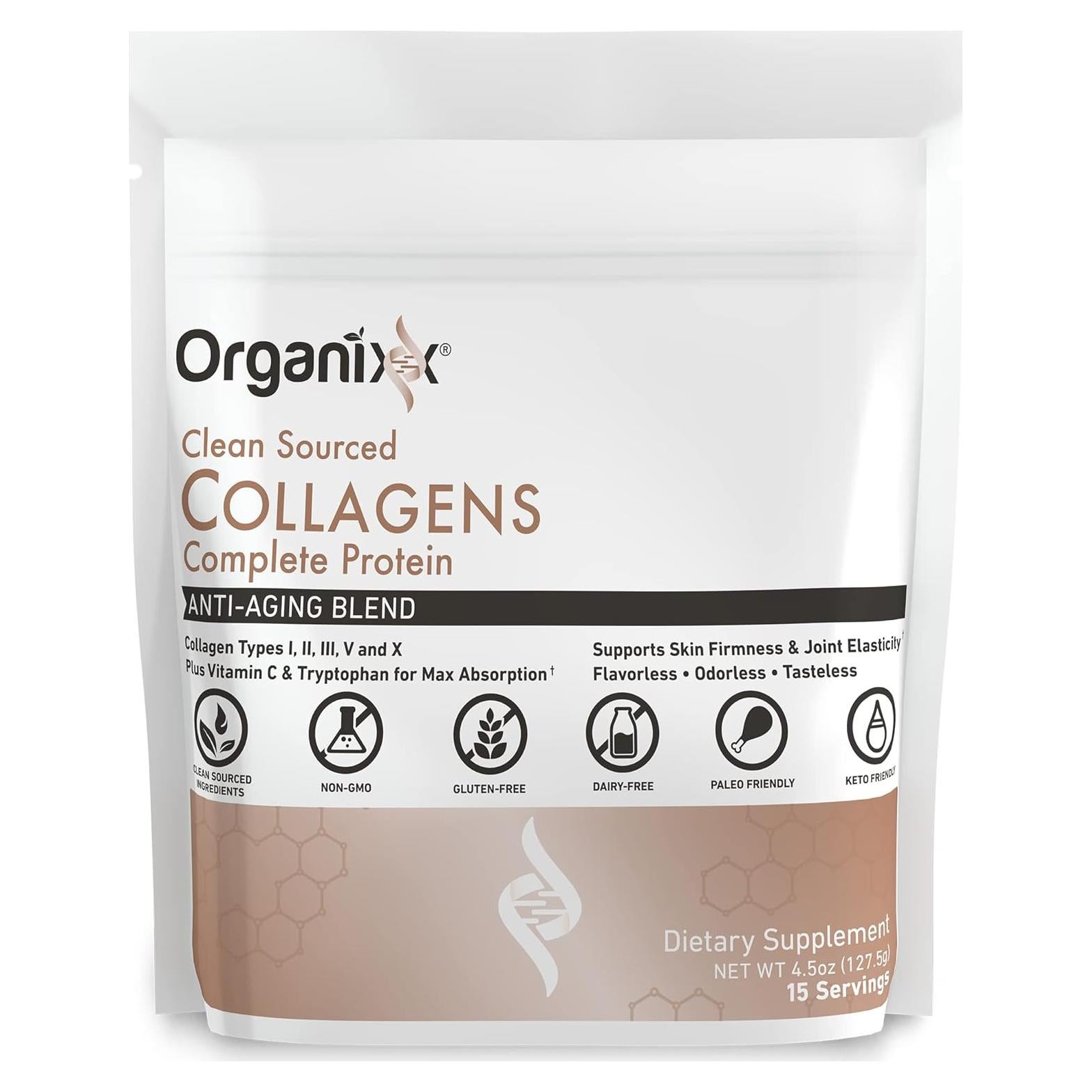 Polvo de Péptidos de Colágeno Organixx 127g con Vitamina C