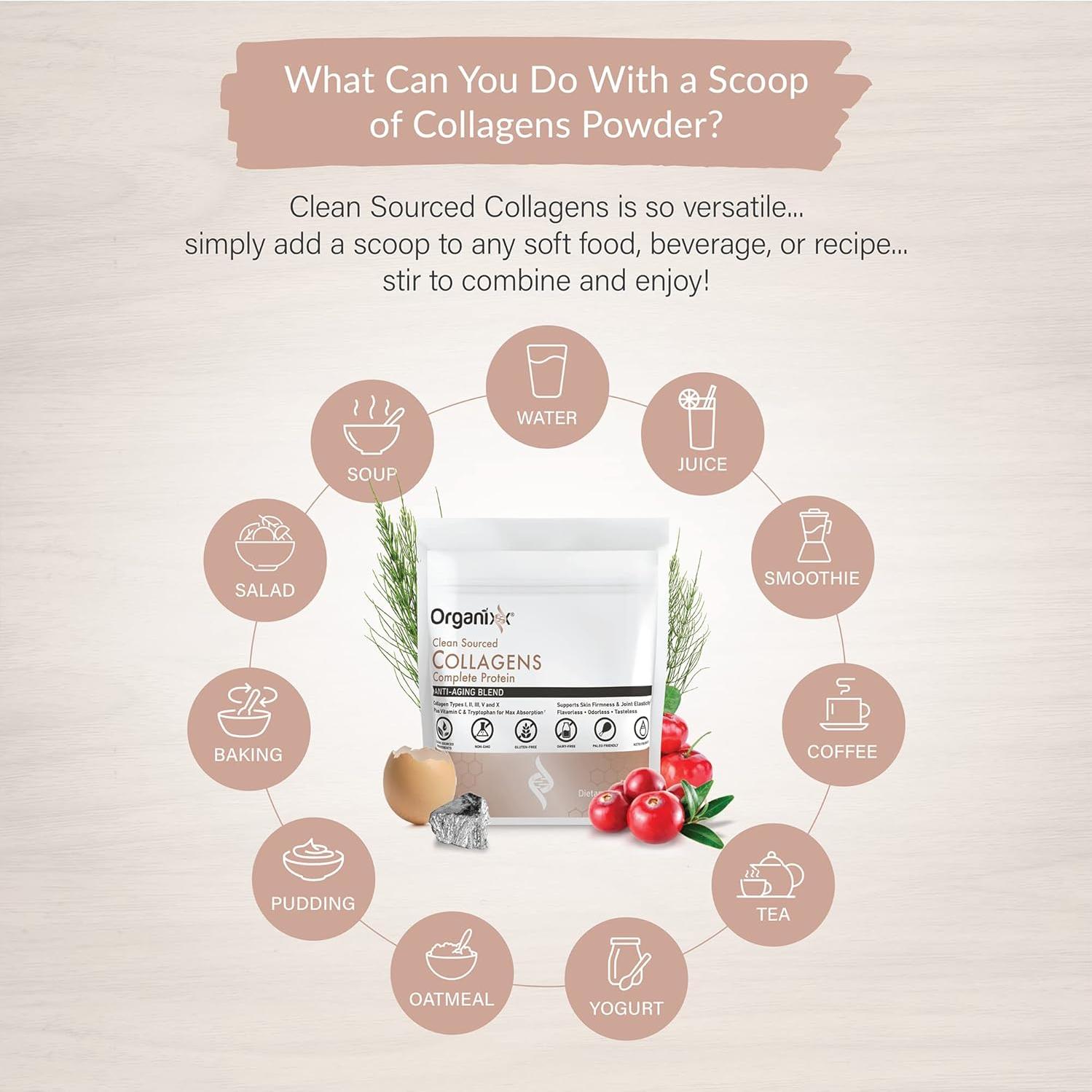 Polvo de Péptidos de Colágeno Organixx 127g con Vitamina C