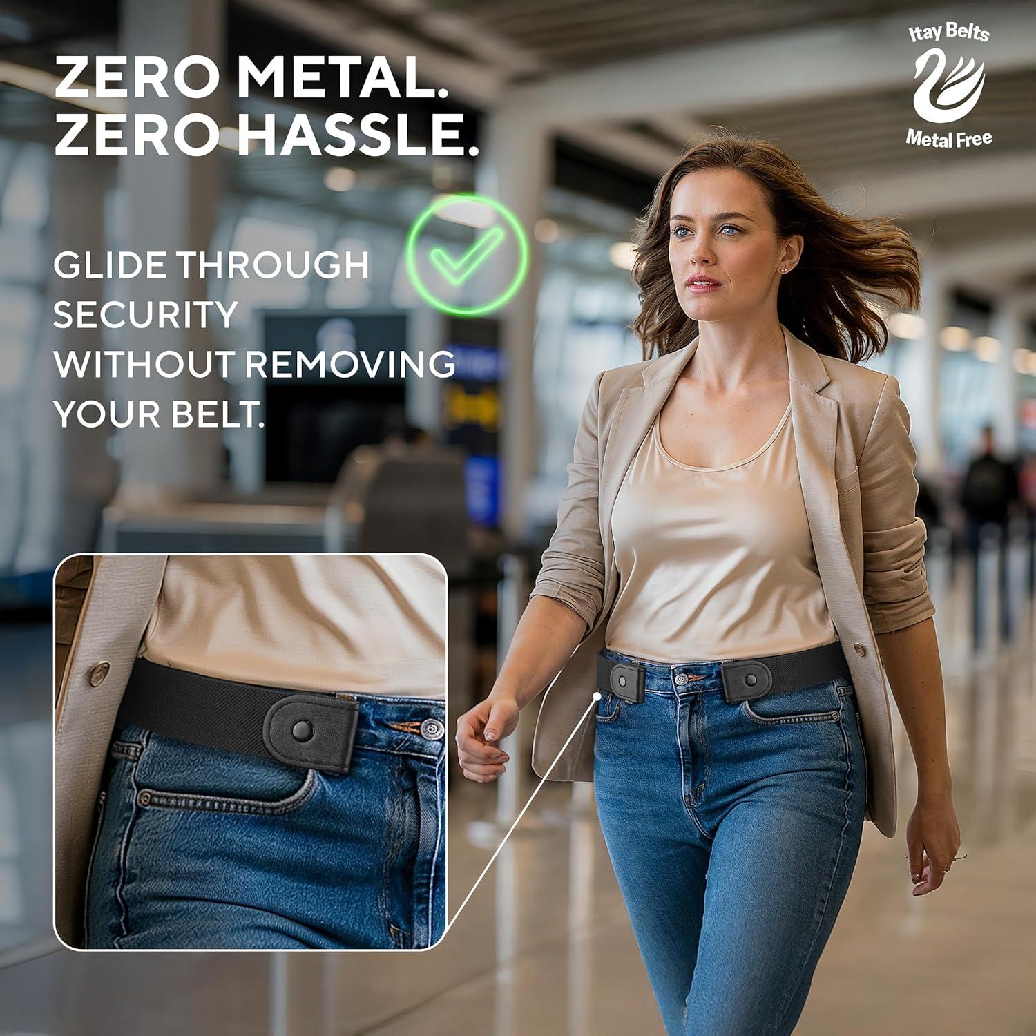 Cinturón Elástico Sin Hebilla para Hombres 61-86 cm