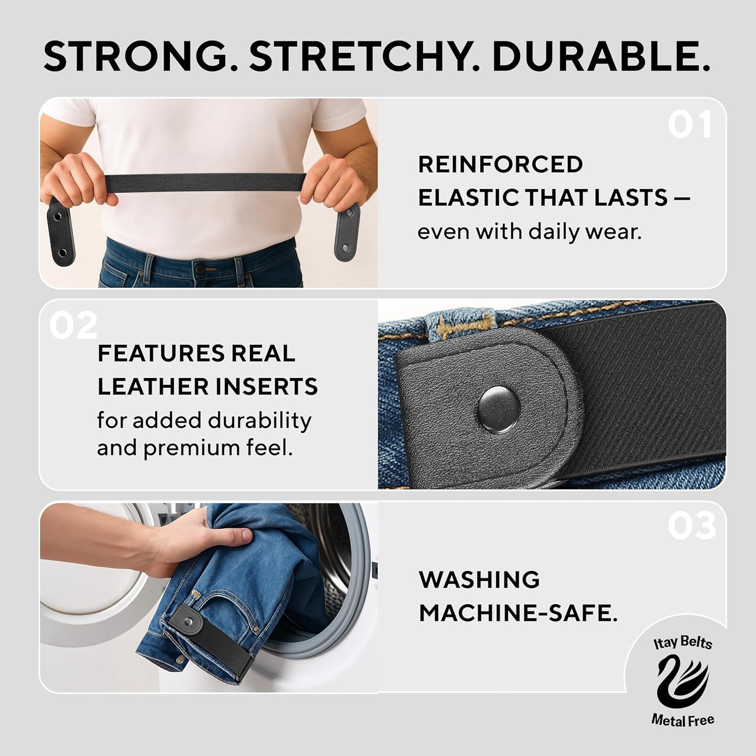 Cinturón Elástico Sin Hebilla para Hombres 61-86 cm