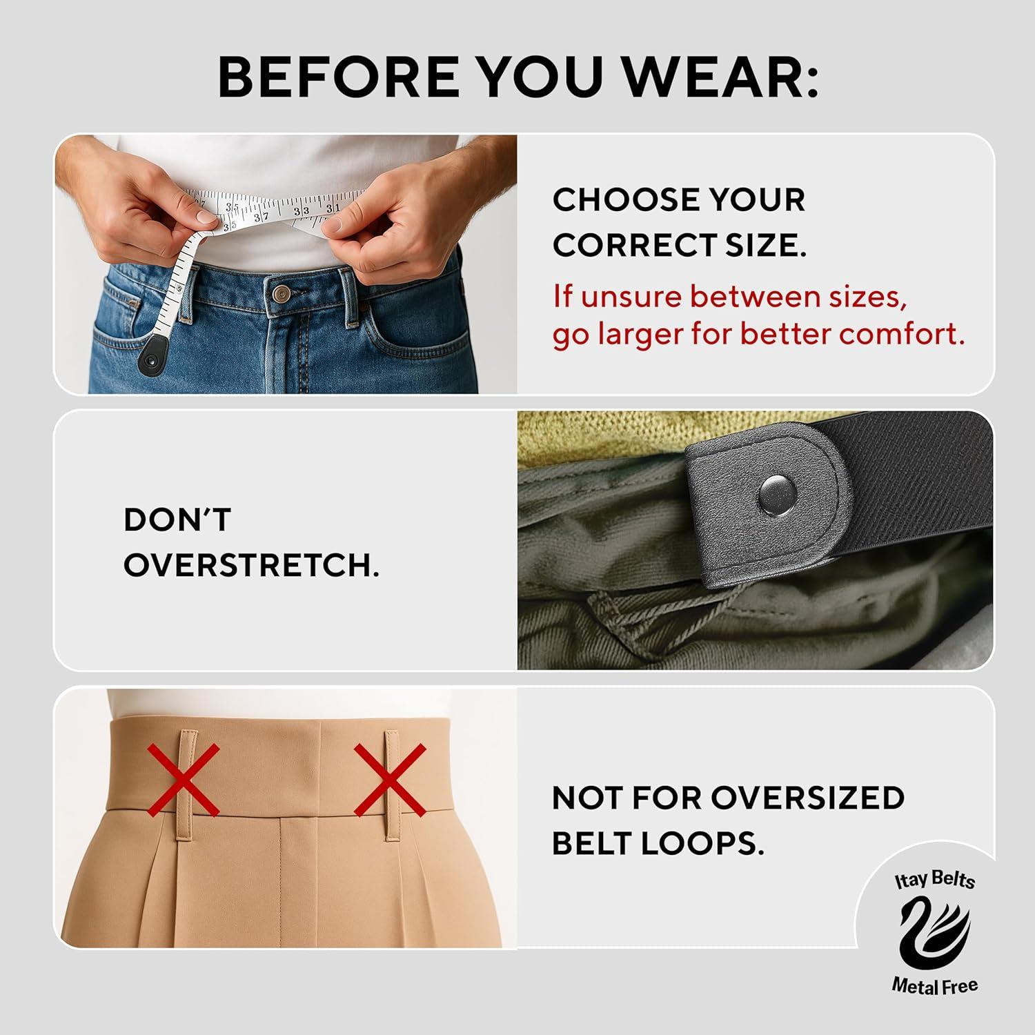 Cinturón Elástico Sin Hebilla para Hombres 61-86 cm