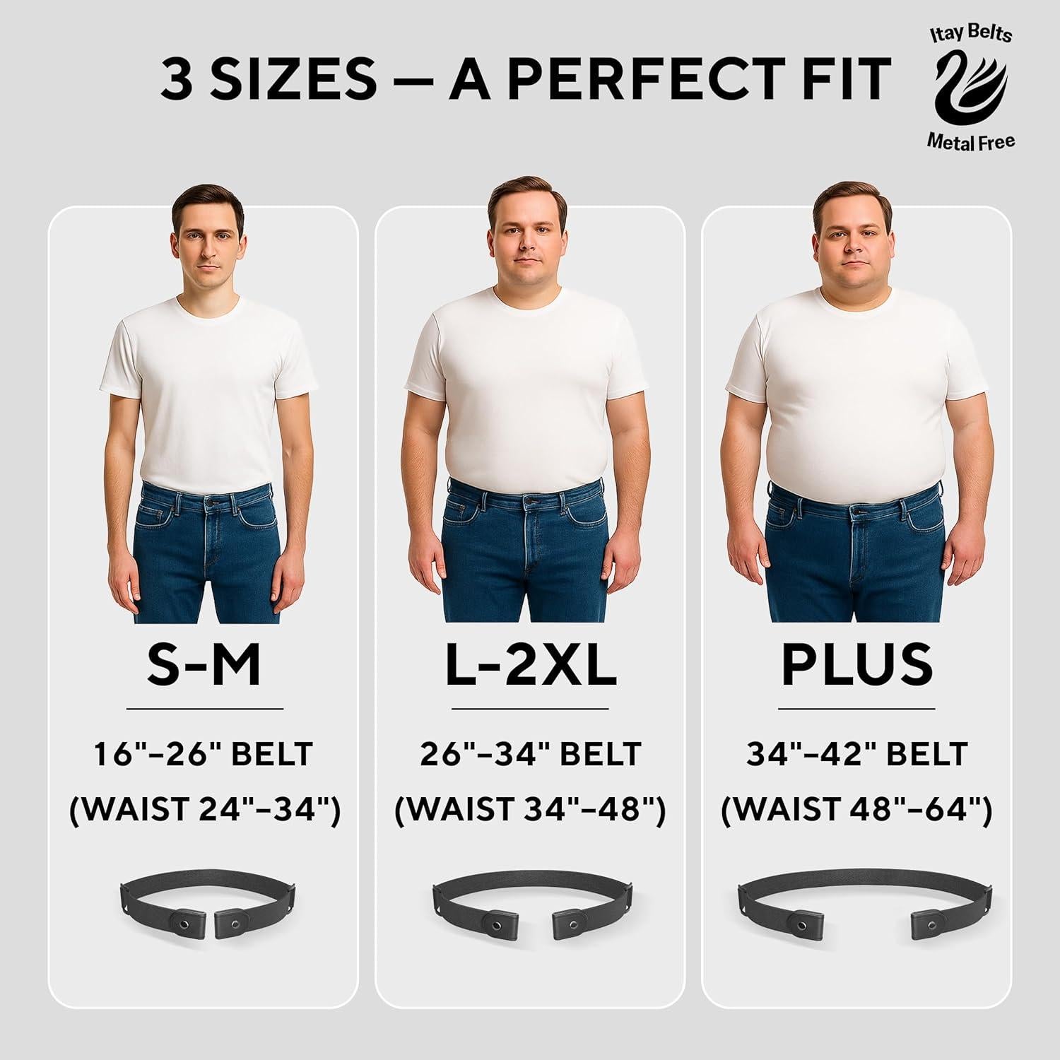 Cinturón Elástico Sin Hebilla para Hombres 61-86 cm