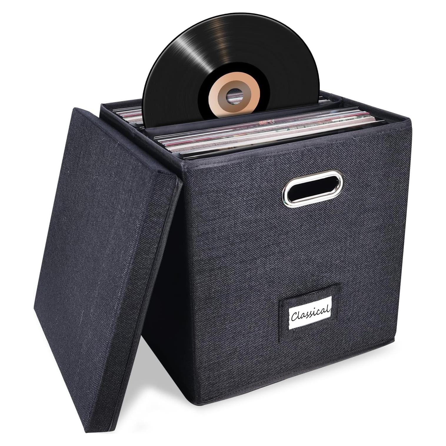 Caja de Almacenamiento de Discos ZEDKEHO Negra 50 LPs